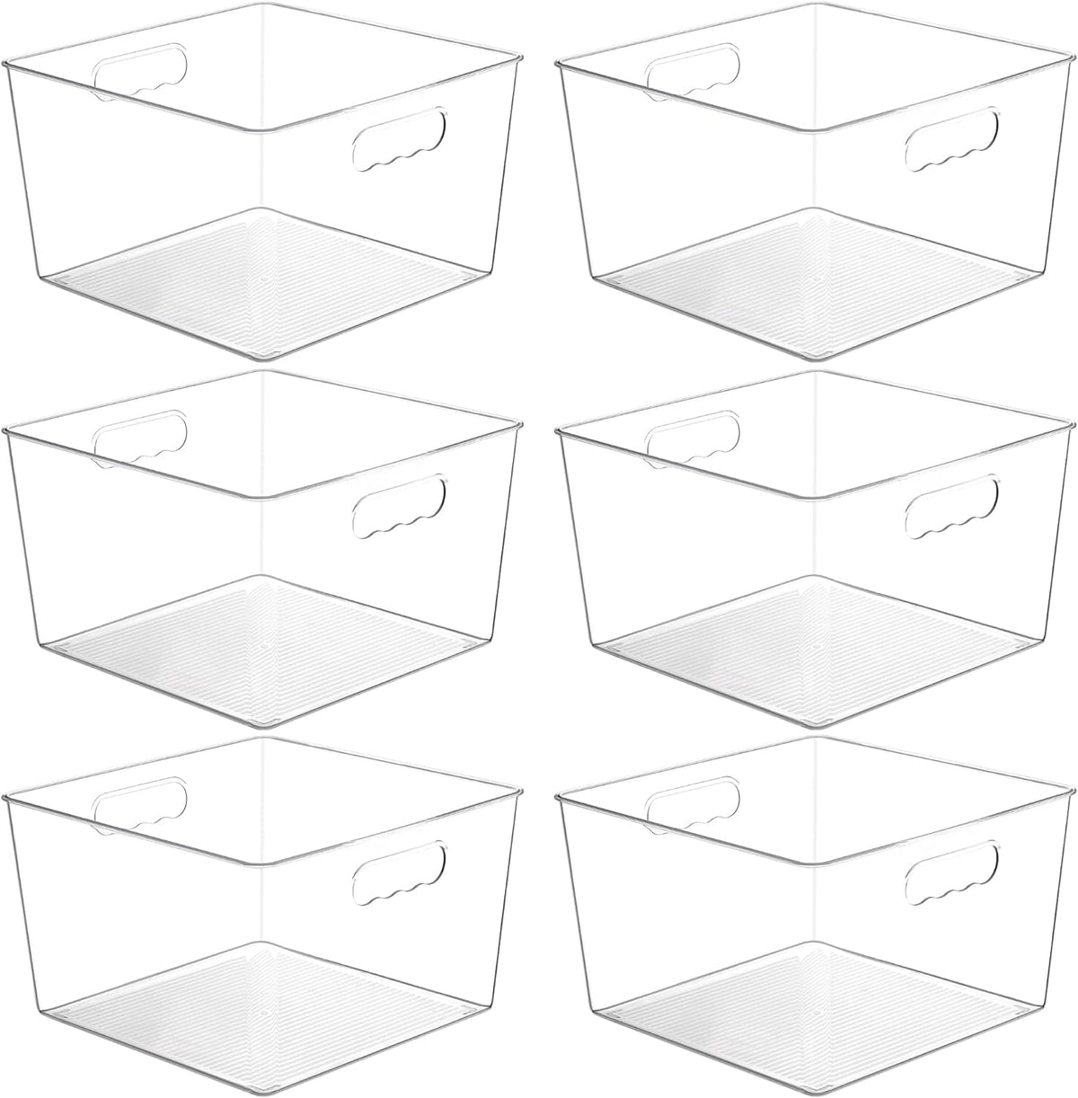 Vtopmart 6 Pack Extra Large Clear Plastic Storage Bins,11x11 Cube Acrylic Organizer Square
