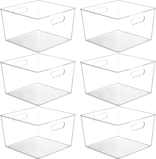 Vtopmart 6 Pack Extra Large Clear Plastic Storage Bins,11x11 Cube Acrylic Organizer Square