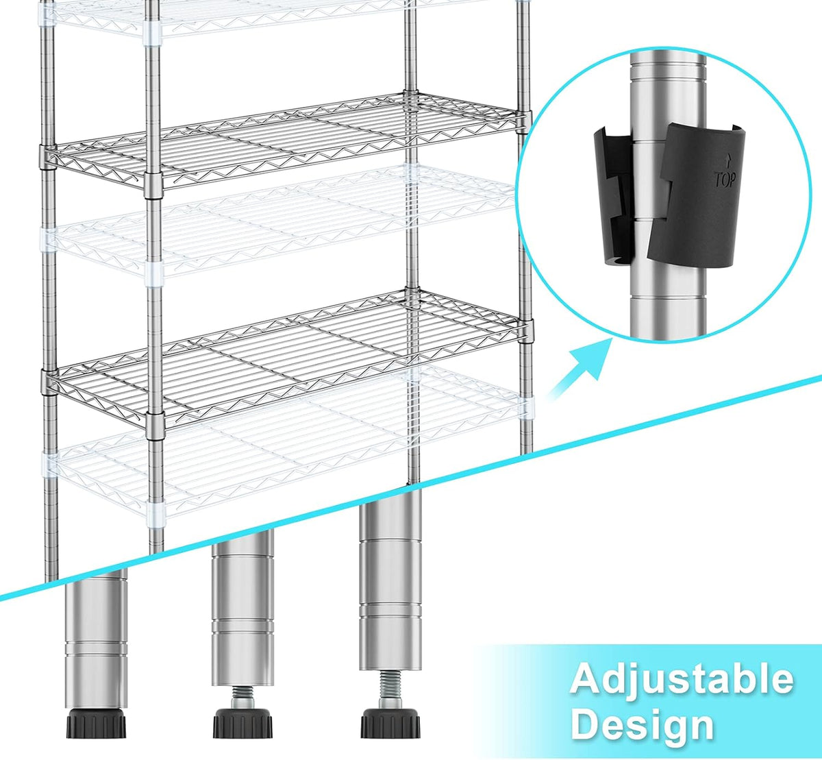 Auslar 5-Shelf Storage Shelves Heavy Duty 5 Tiers Standing Large Shelving Units Adjustable Metal
