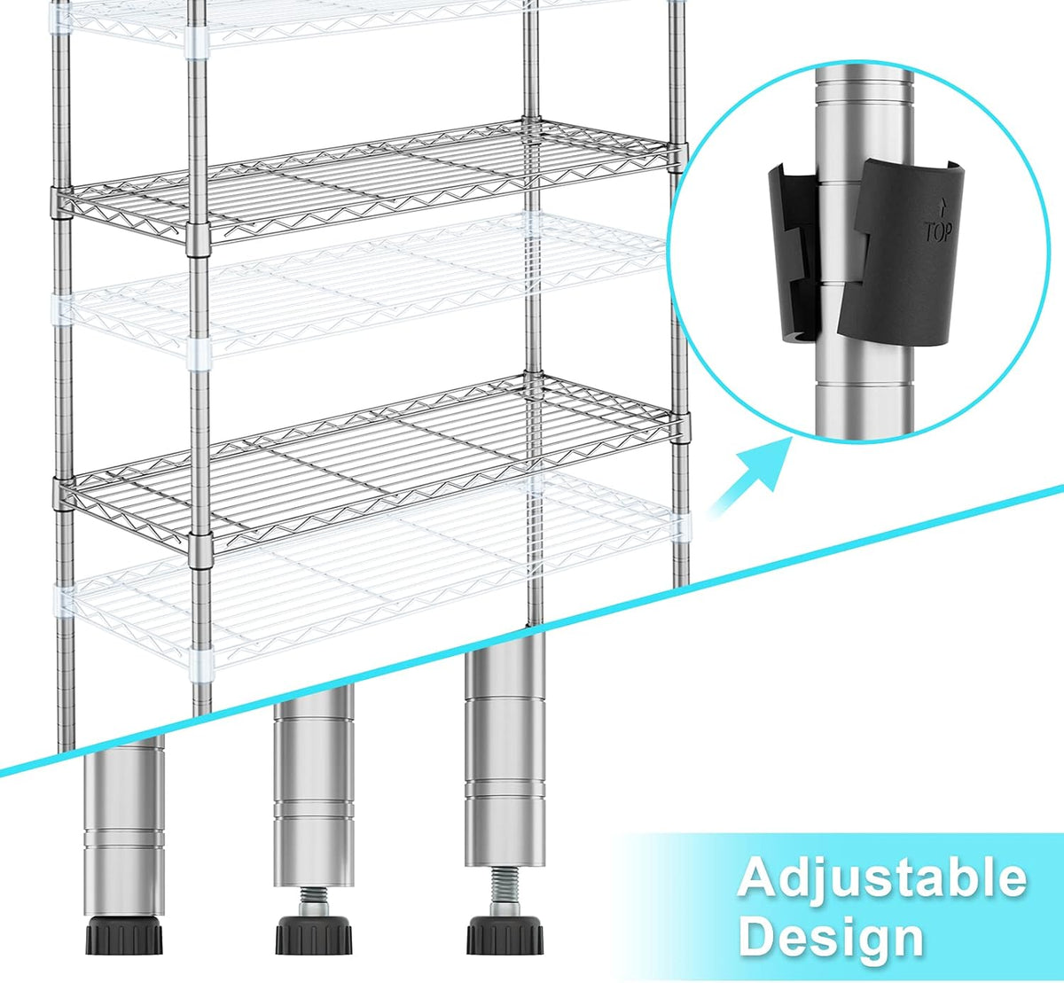 Auslar 4-Shelf Storage Wire Shelves Heavy Duty 4 Tiers Standing Shelving Units Adjustable Metal