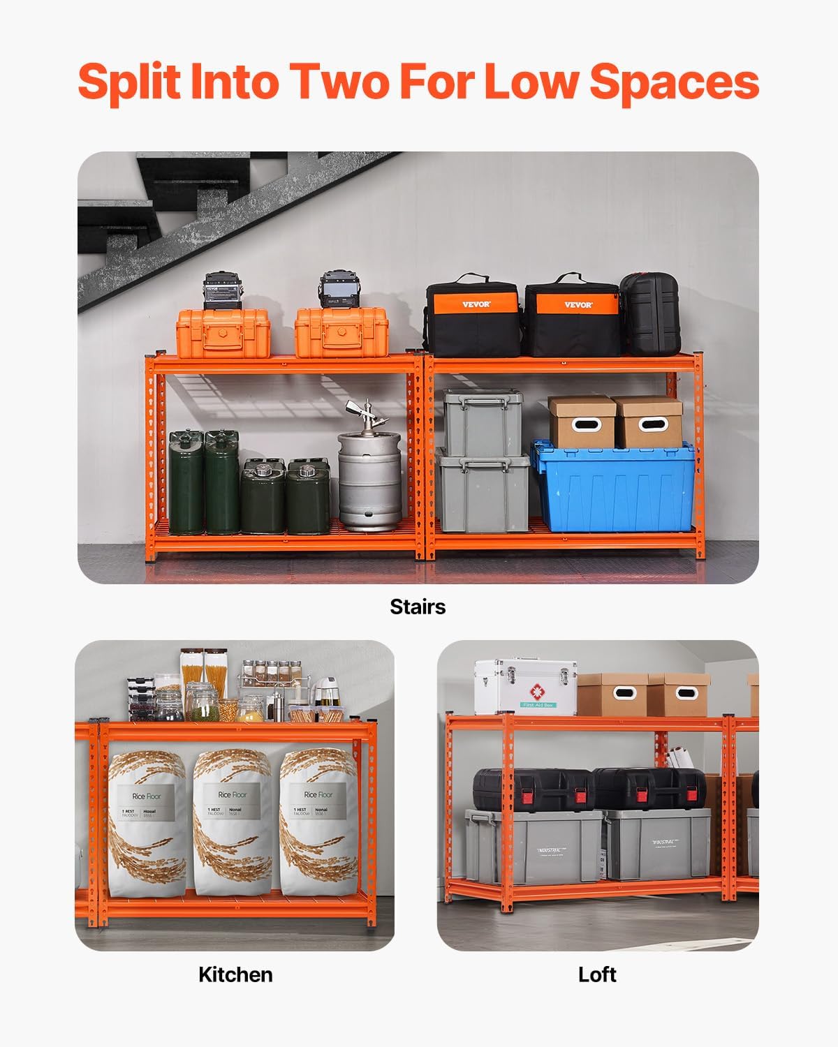VEVOR Storage Shelves, 2400 lbs, 4 Tier Heavy Duty Garage Shelving, 20" D x 40" W x 60" H