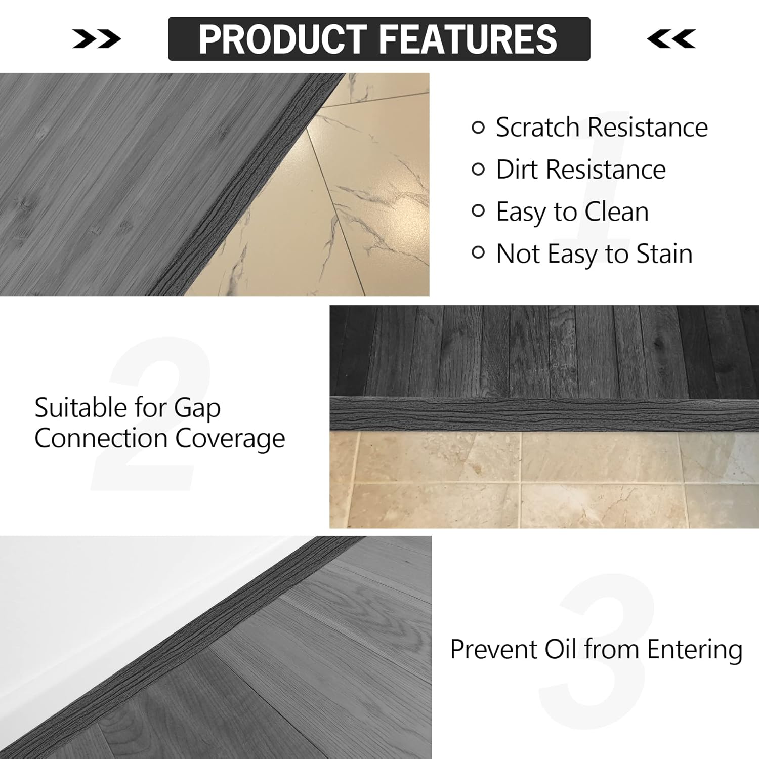 16.4Ft Floor Transition Strip Self Adhesive Vinyl Cover Floor Strip Flat Divider Transition Strip