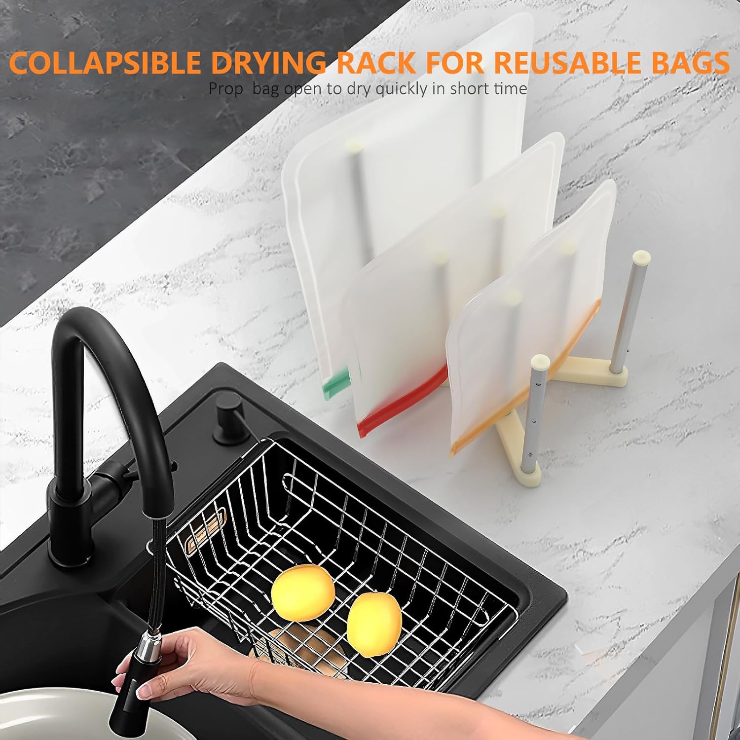 Reusable Storage Bag Drying Rack, Retractable Metal Bottle Drying Rack, Collapsible Cup Draining