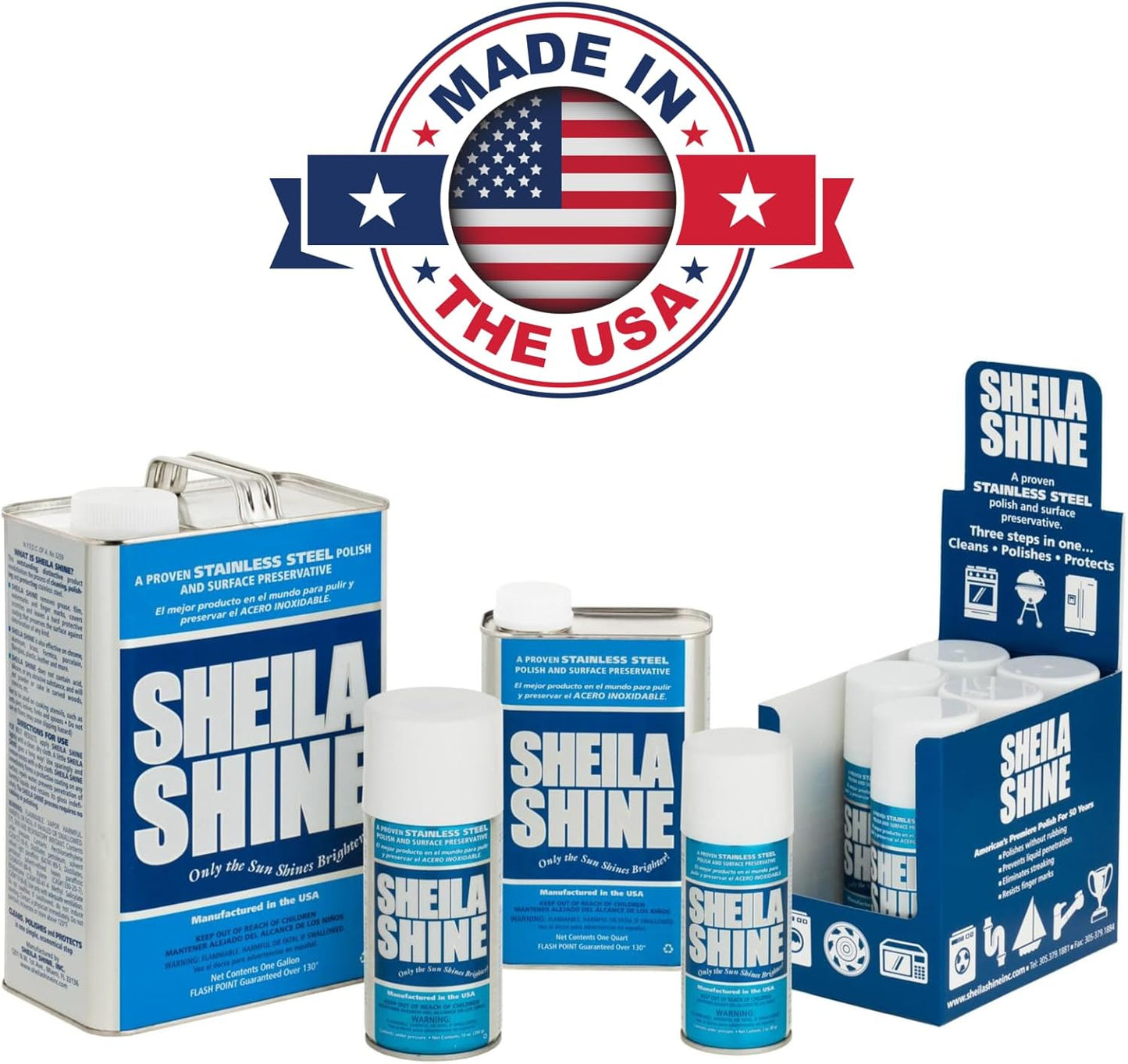 Sheila Shine 3 x 10 Oz. Stainless Steel Cleaner and Polish Aerosol Spray, Protect Household Kitchen