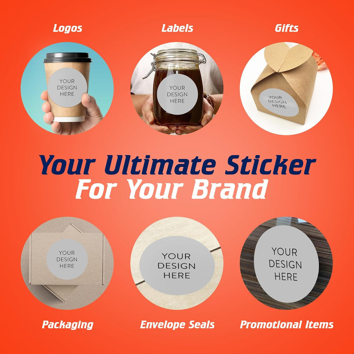 100 Custom Vinyl Stickers - Upload Your own Image, Text, Design, Logo - Personalized Logo Labels