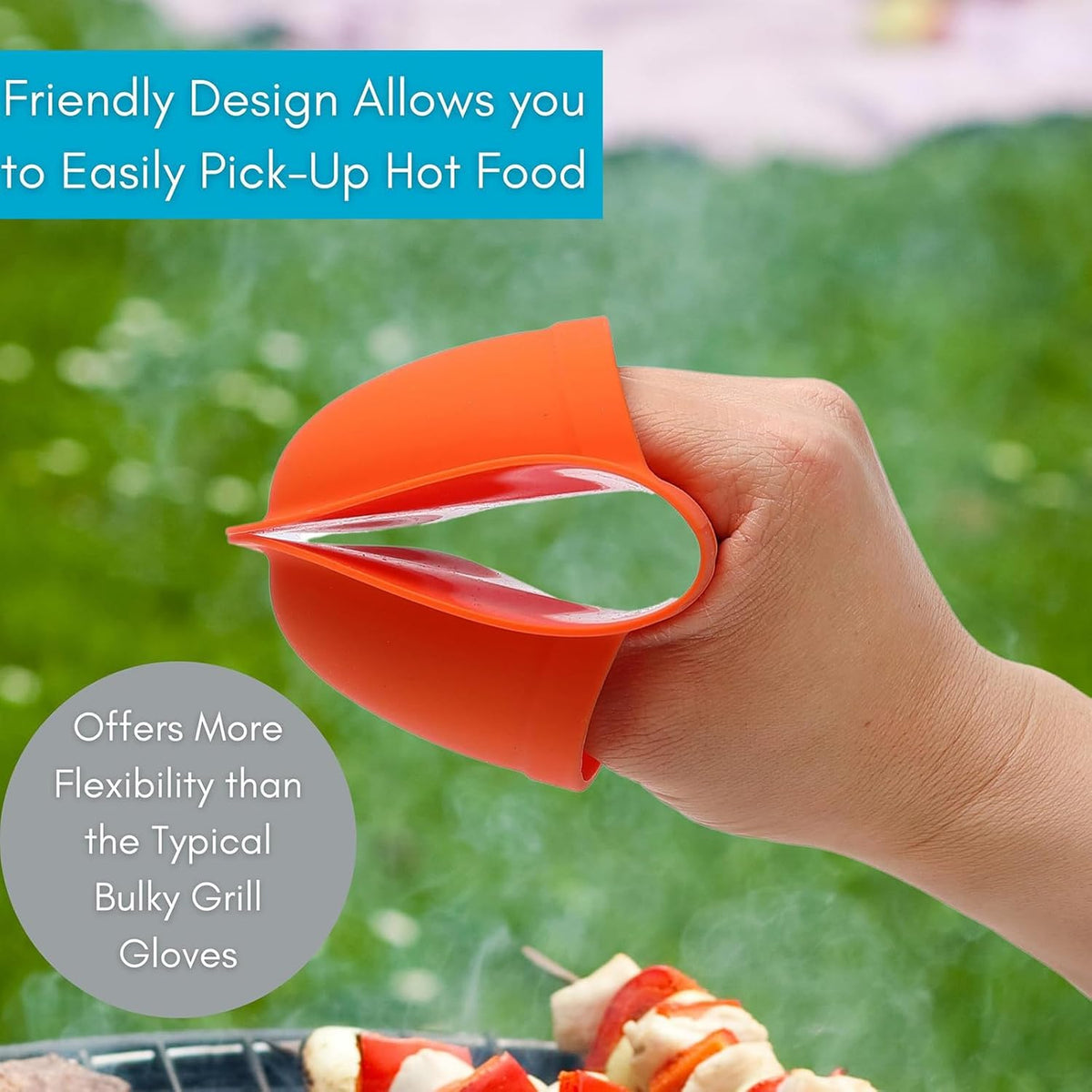 Pack of 2 Silicone Barbecue Gloves for Outdoor Grilling Nons Slip Grip Food Handling Mitts