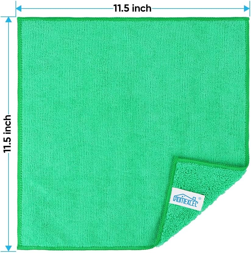 HOMEXCEL Green Microfiber Cleaning Cloth, 12 Pack Premium Microfiber Towels for Cars, Lint Free