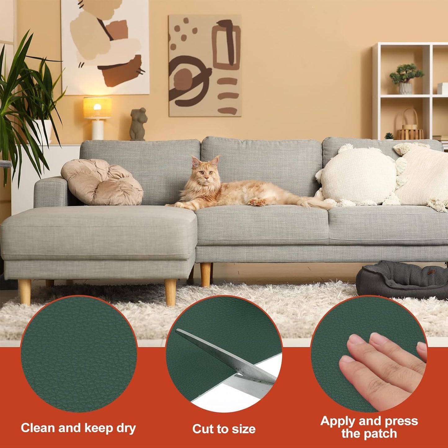 PATIKIL Leather Patches Tape for Furniture, 3.2 x 61 Inch Self Adhesive Vinyl Leather Repair Kit