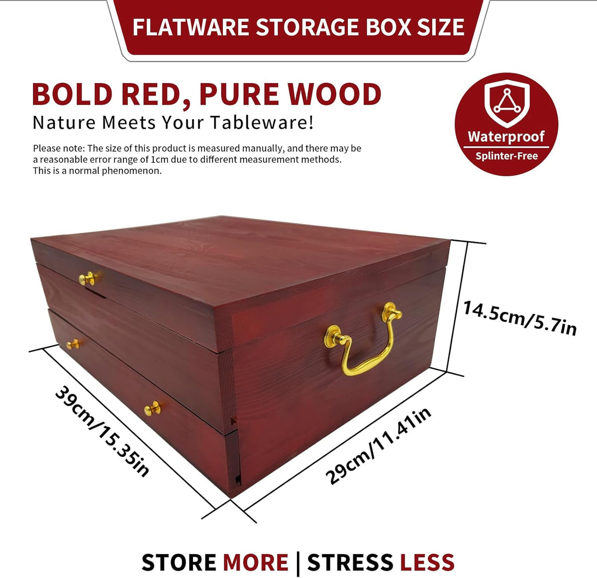 Silverware Storage Box, Kitchen Drawer Organizer, Drawer-containing flap-type storage box, Wood