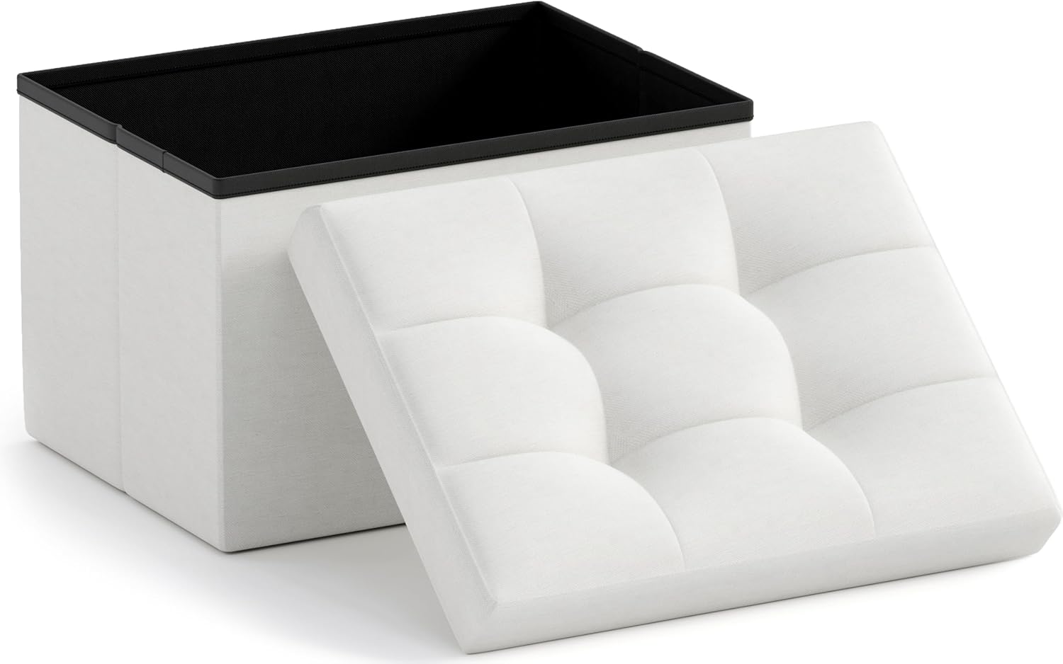 Ornavo Home Small Storage Ottoman Foldable Collapsible Rectangle Linen Ottoman Foot Rest Stool
