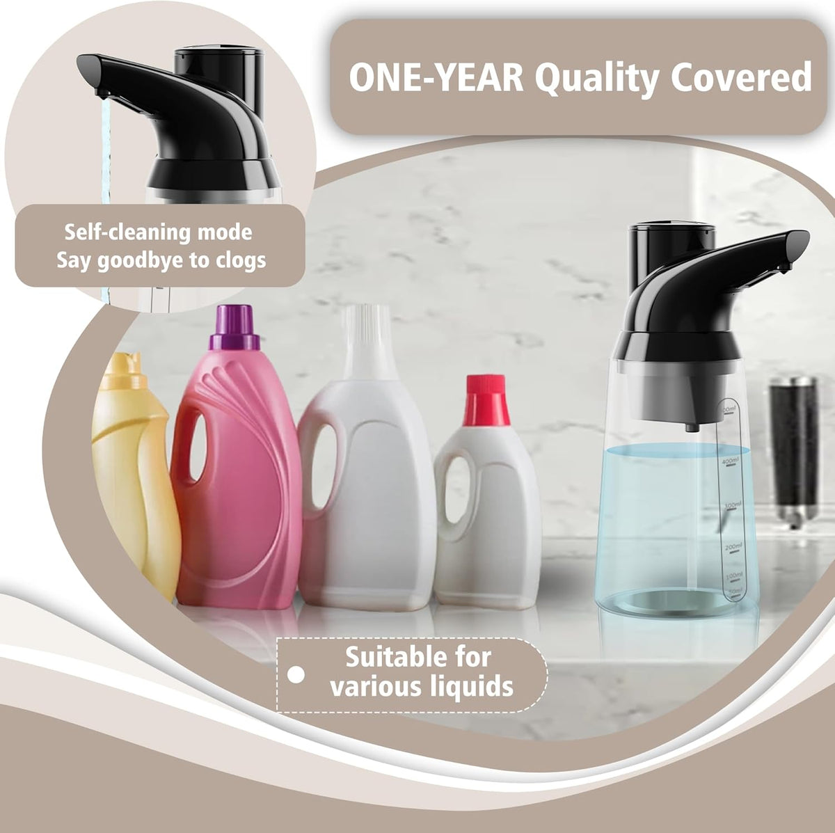 Automatic Soap Dispenser Touchless, 23.7 oz/ 700 ml, Low Battery Liquid Soap Bottle with Motion