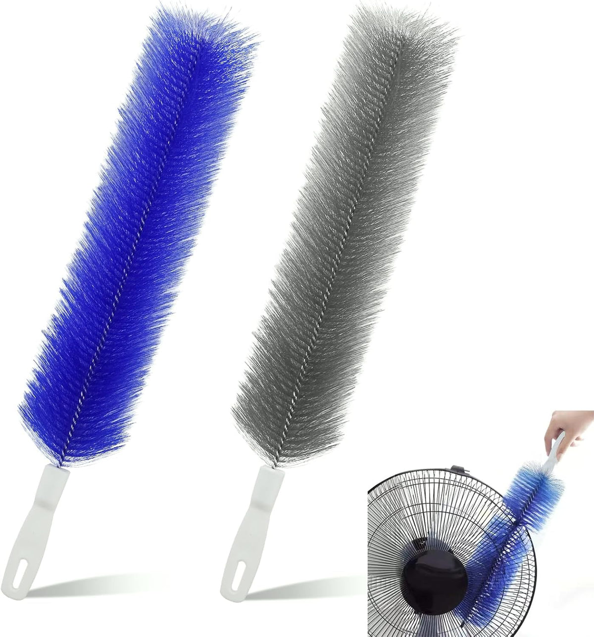 2 Pcs Cobweb Duster, Bendable Fan Duster, Plastic Fan Cleaner Brush,Microfiber Head Dusting Brush