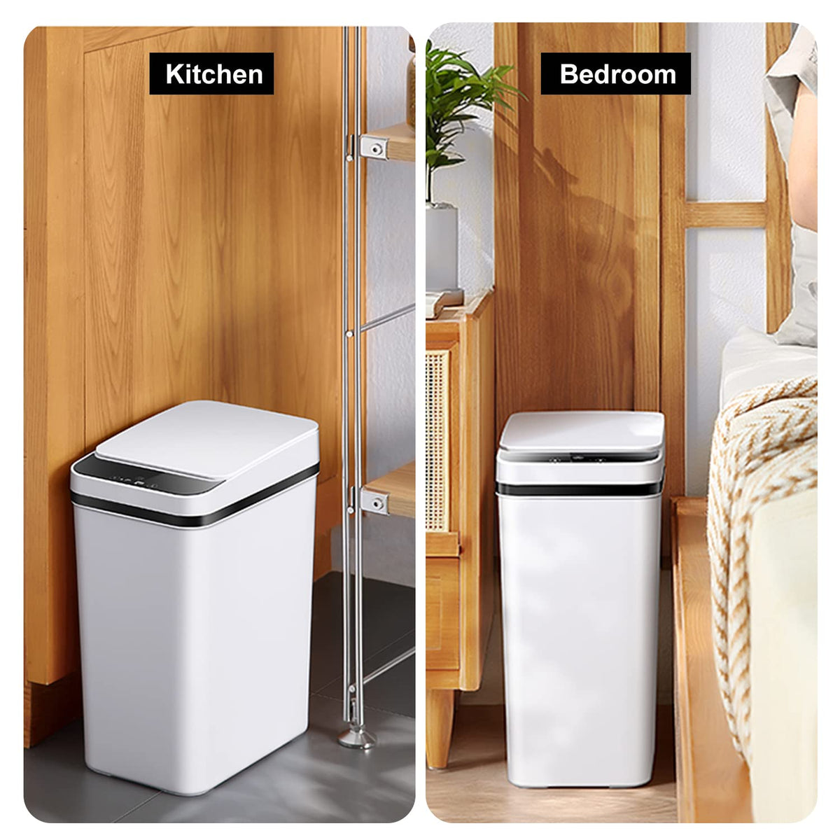 Yatmung 2.5 Gallon Smart Trash Can Sensor Motion - Touchless Bathroom Trash Can - Skinny Trash Bin