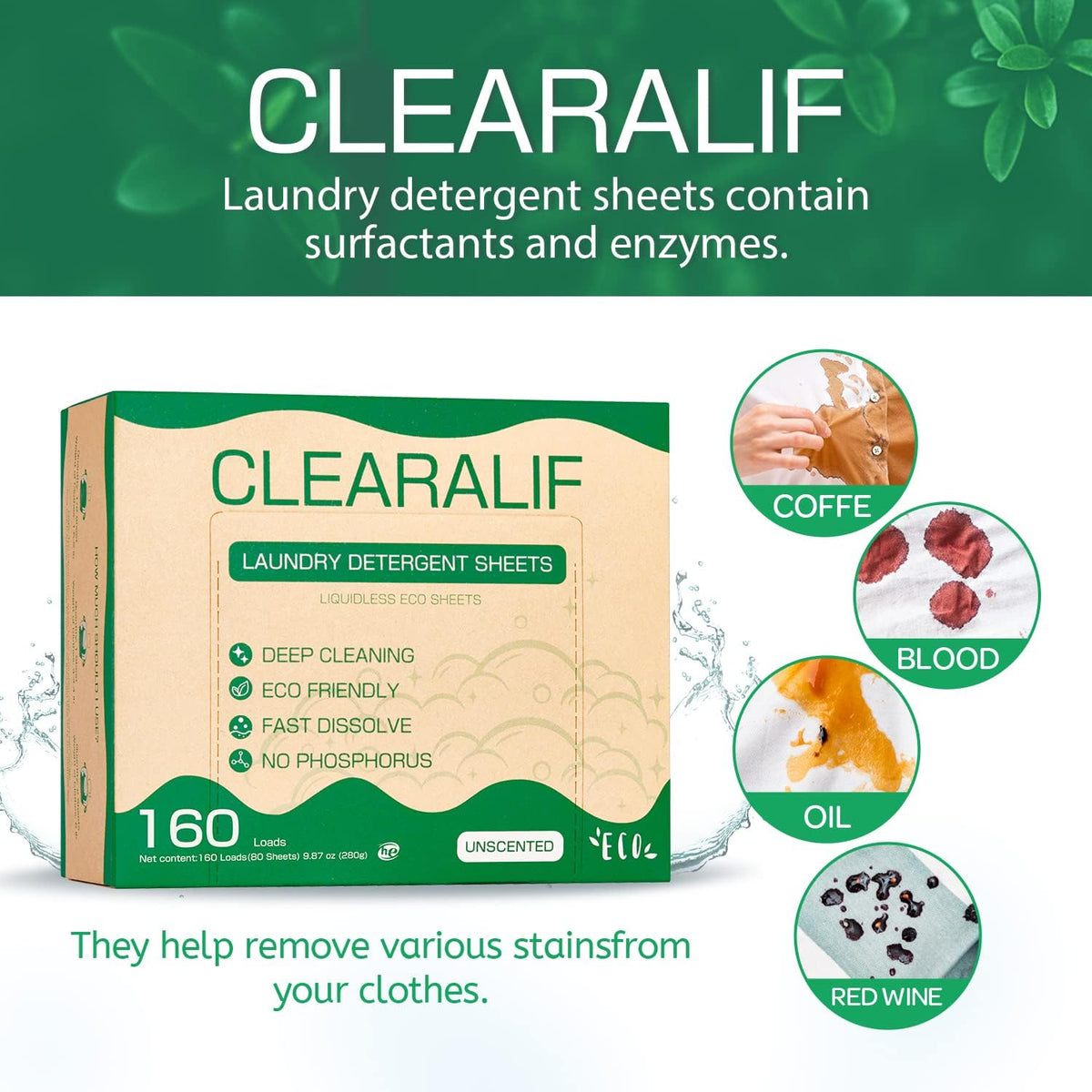 CLEARALIF Laundry Detergent Sheets (480 Loads), Unscented,Great For Travel, Apartments, Dorms