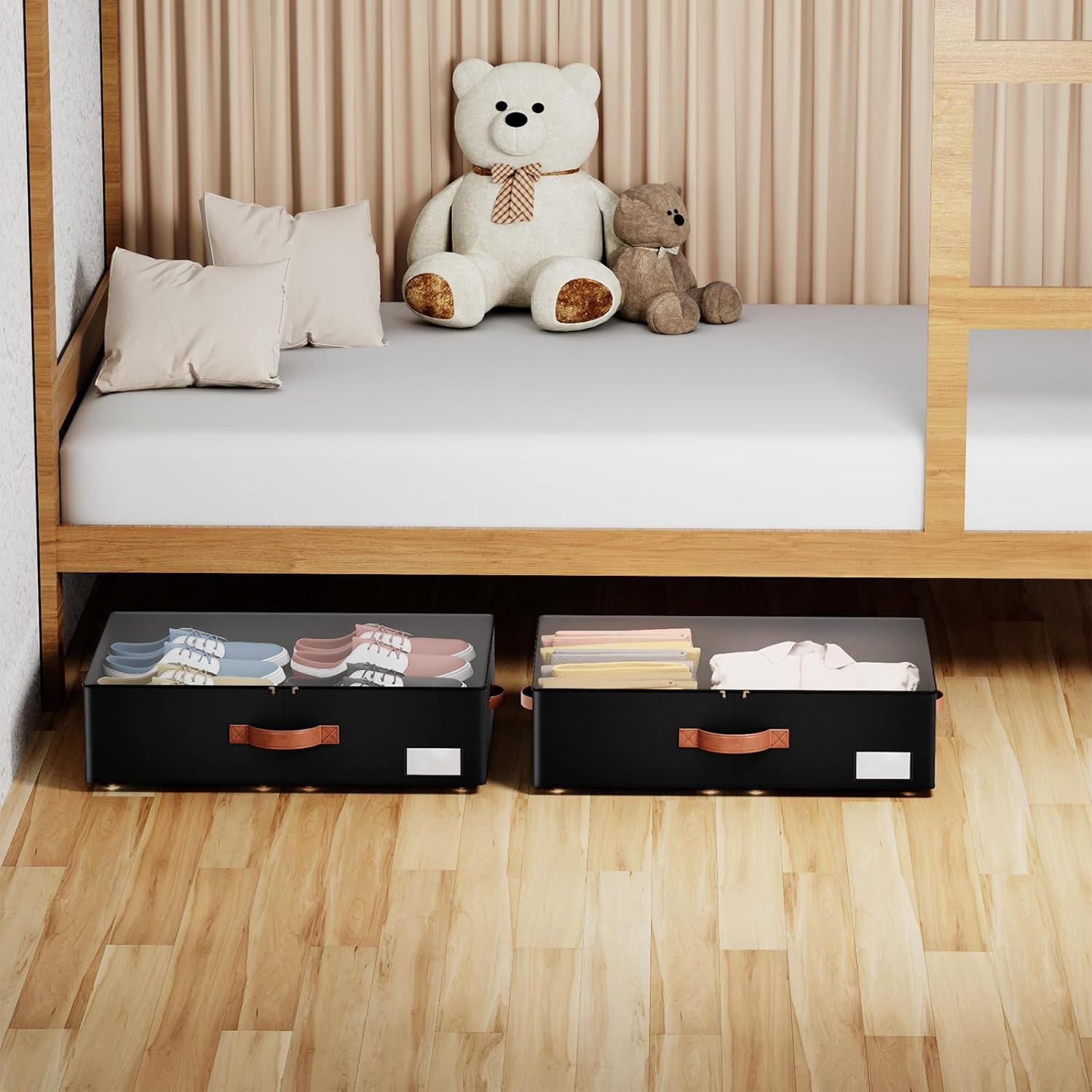 Underbed Storage With Wheels,Large Capacity 7.5 inches Height Storage Bins,Rolling Underbed Shoe