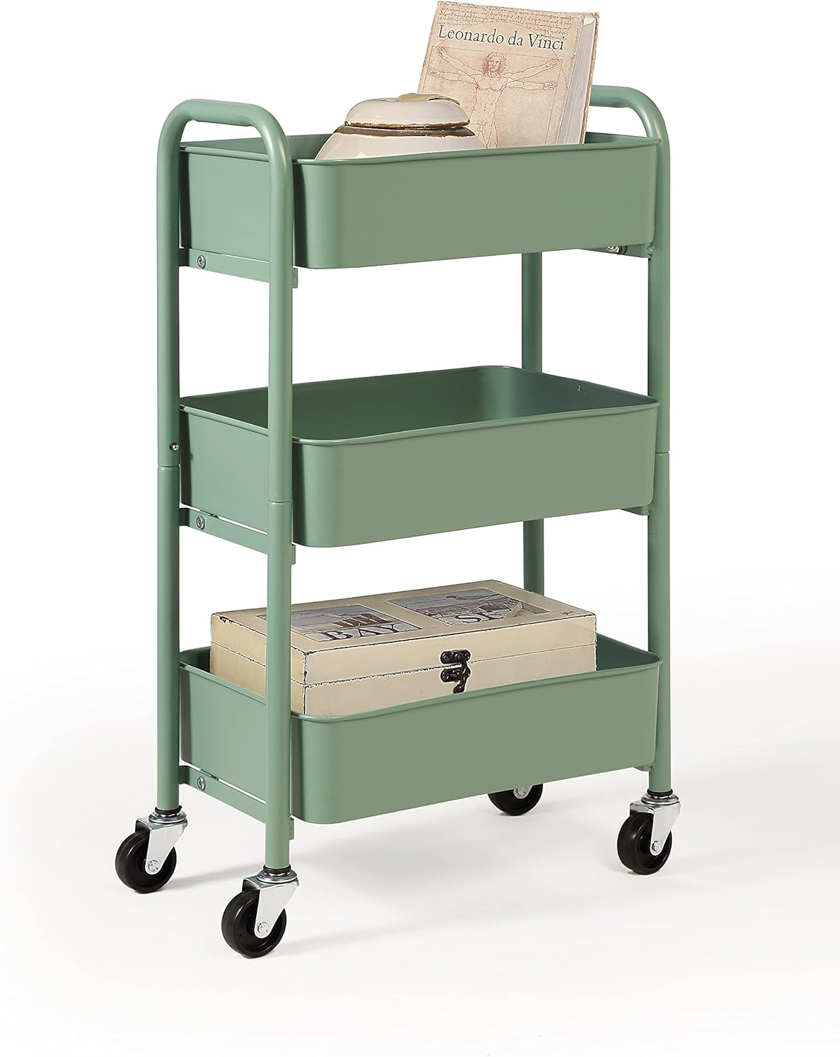 SunnyPoint 3-Tier Delicate Compact Rolling Metal Storage Organizer - Mobile Utility Cart