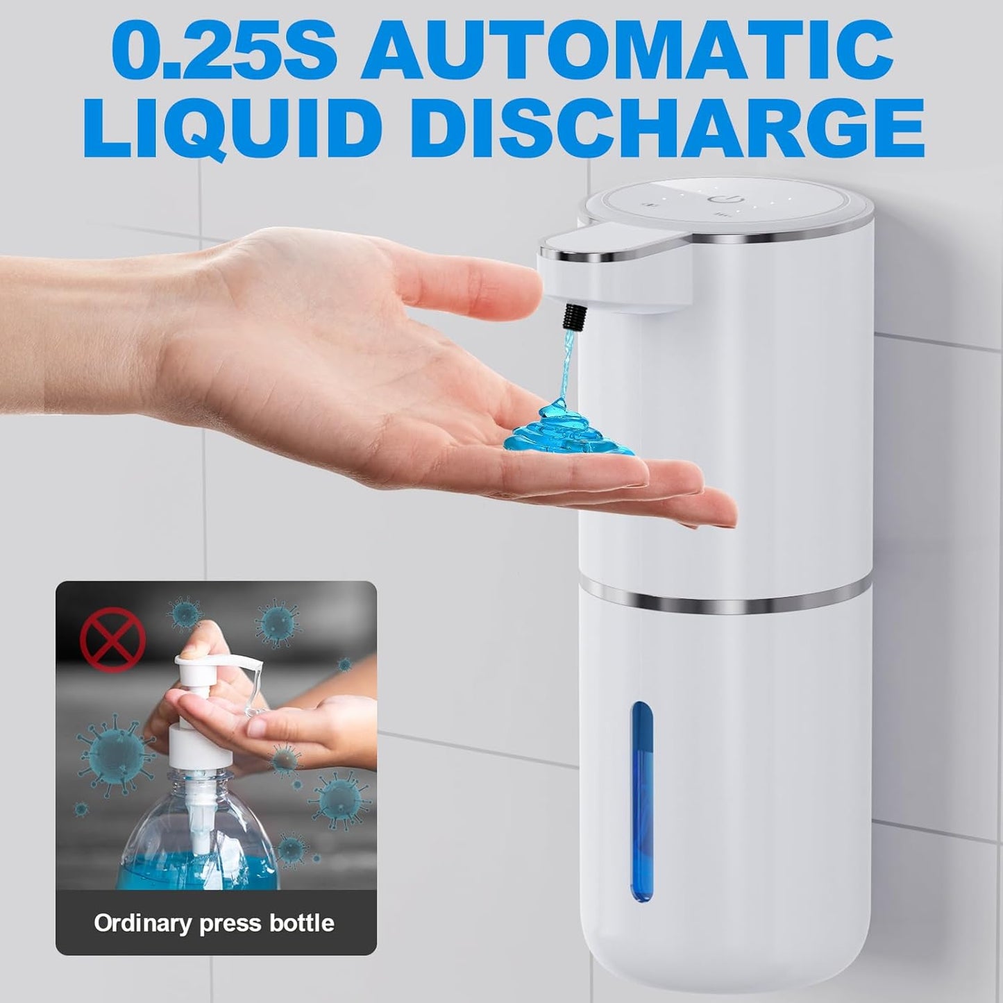 Automatic Liquid Soap Dispenser, 12.8oz/380ml Wall Mount Touchless Soap Dispenser with Sensor