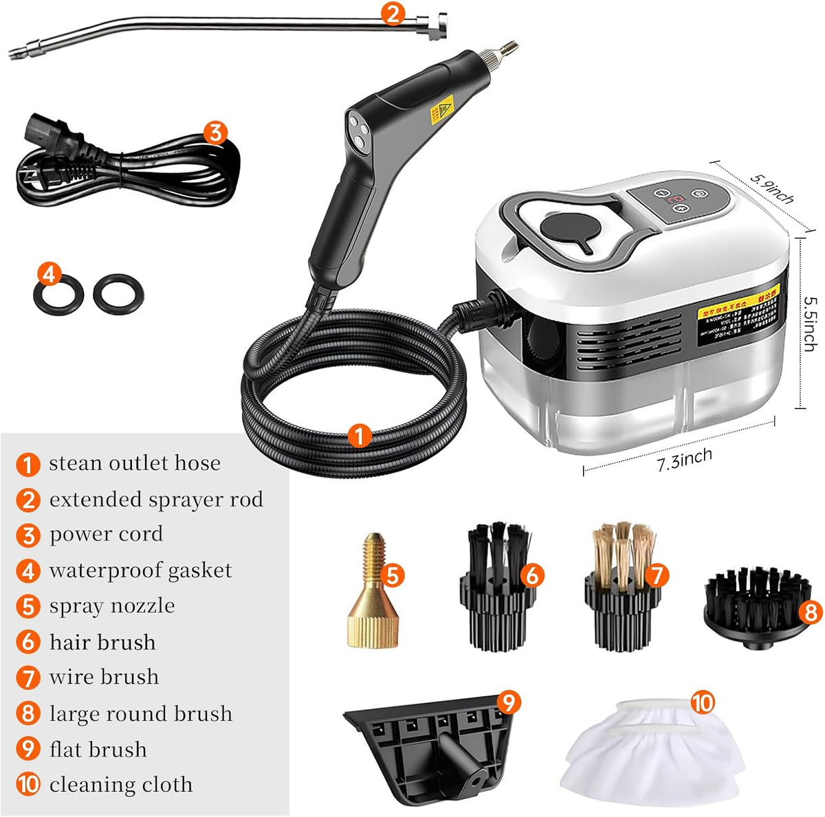 High Pressure Steam Cleaner, 2500W Portable High Temp Bathroom Power Steamer Cleaning Machine Steam