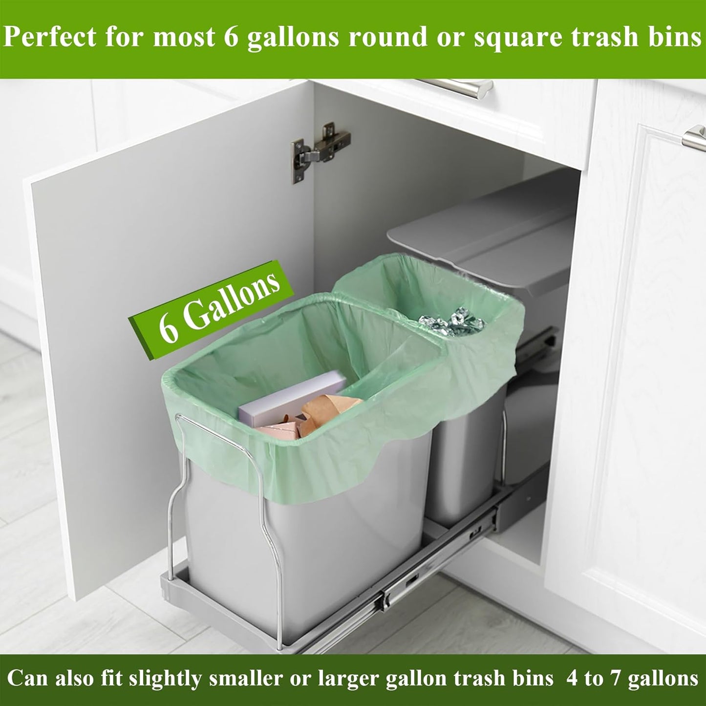C Crystal Lemon 50 Count Biodegradable Kitchen Food Waste Bags - 6 Gallon Scraps Bags - Heavy Duty
