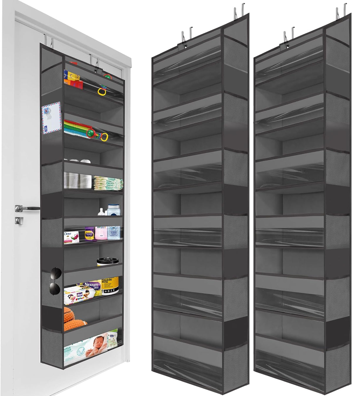 HOMELUX THEORY 2PC Heavy Duty Over the Door Organizer 55x14x6.7, 6 Large Front & 12 Mesh Pockets