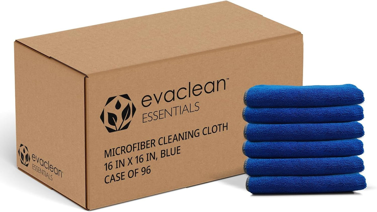 EvaClean Essentials Premium Microfiber Cleaning Cloth 16"x16" - Reusable, Washable, Non-Scratch