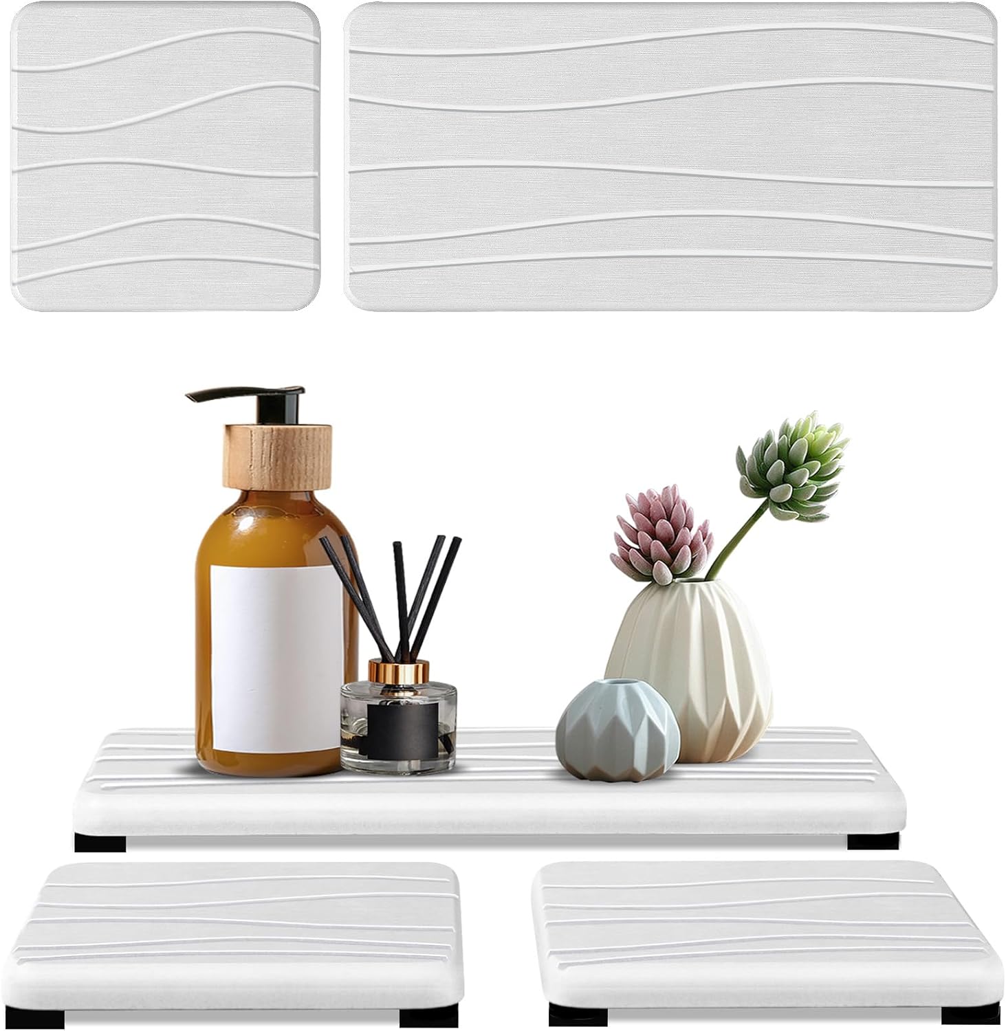 3PCS Water Absorbing Stone Tray, Fast Drying Stone Sink Tray, Stones Soap Trays, Water Absorbent