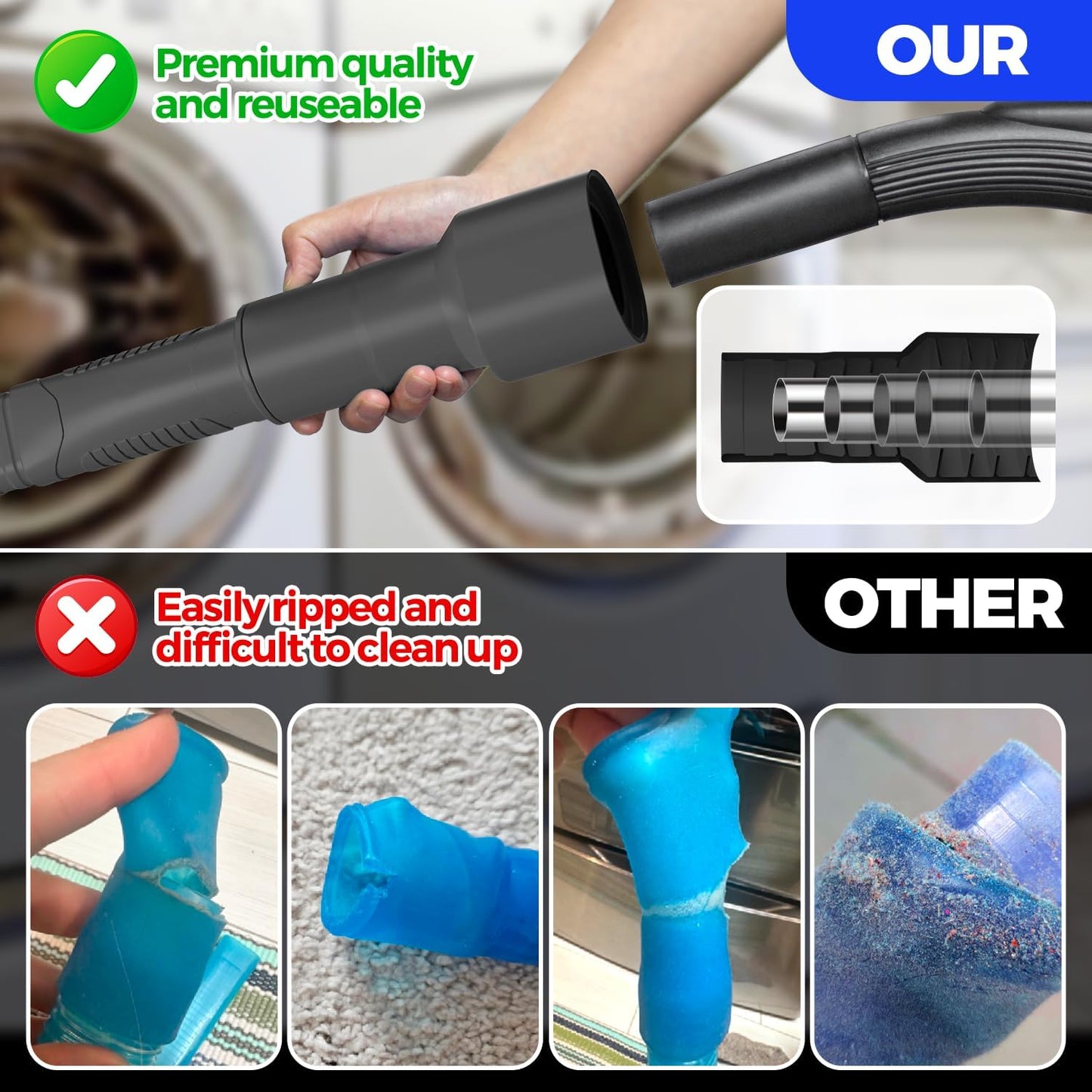 Holikme 2 Pieces Dryer Vent Cleaner Kit, Dryer Lint Vacuum Attachment and Flexible Dryer Lint