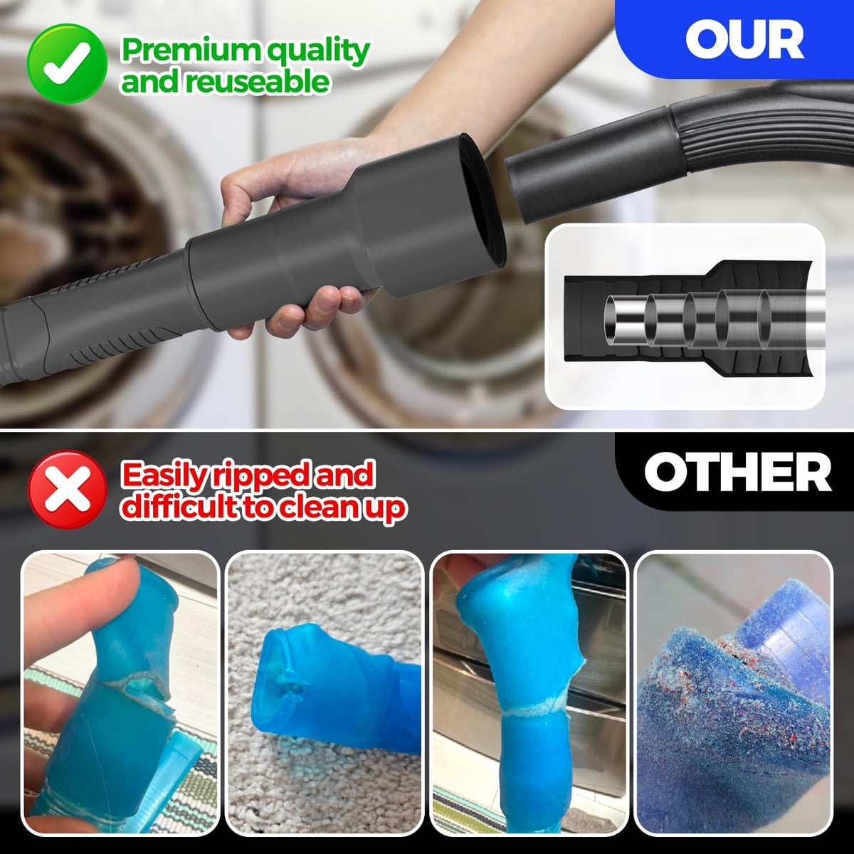 Holikme 2 Pieces Dryer Vent Cleaner Kit, Dryer Lint Vacuum Attachment and Flexible Dryer Lint