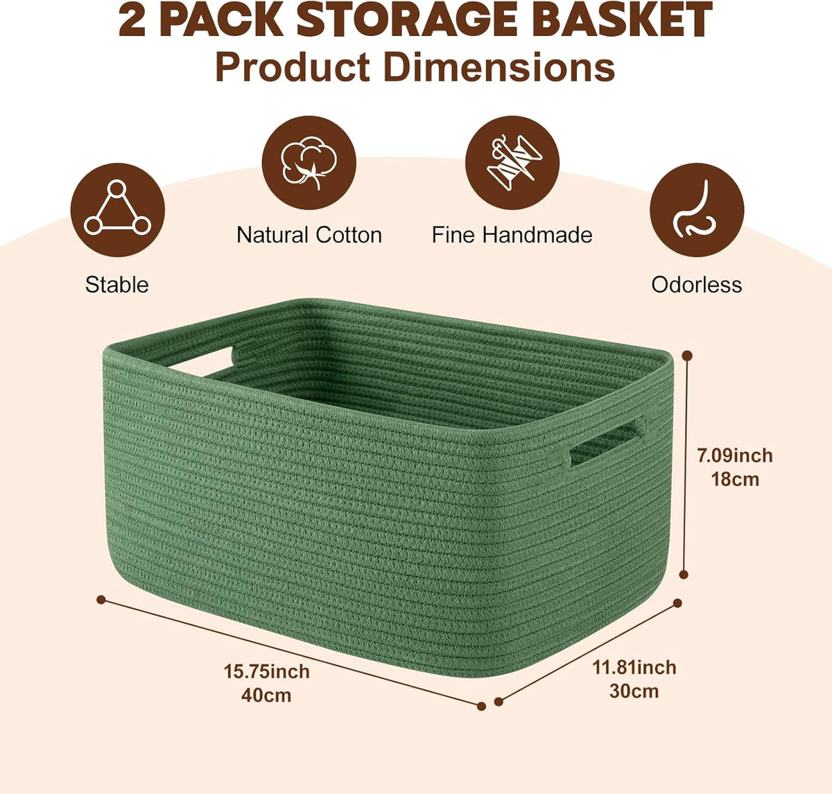 OIAHOMY Storage Basket for Shelves, Closet Cube Storage Bins Baskets for Clothes Blanket Towels