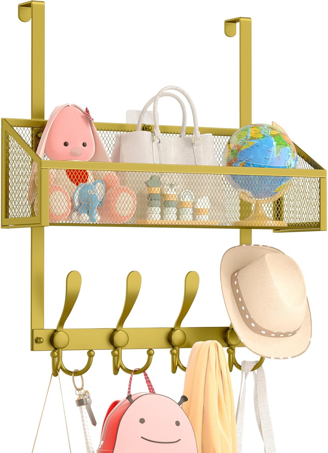 Over The Door Hooks Organizer, Coat Rack Over The Door Storage Hanger Towel Rack, Back of Storage