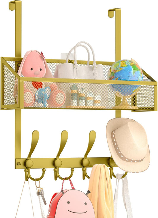 Over The Door Hooks Organizer, Coat Rack Over The Door Storage Hanger Towel Rack, Back of Storage