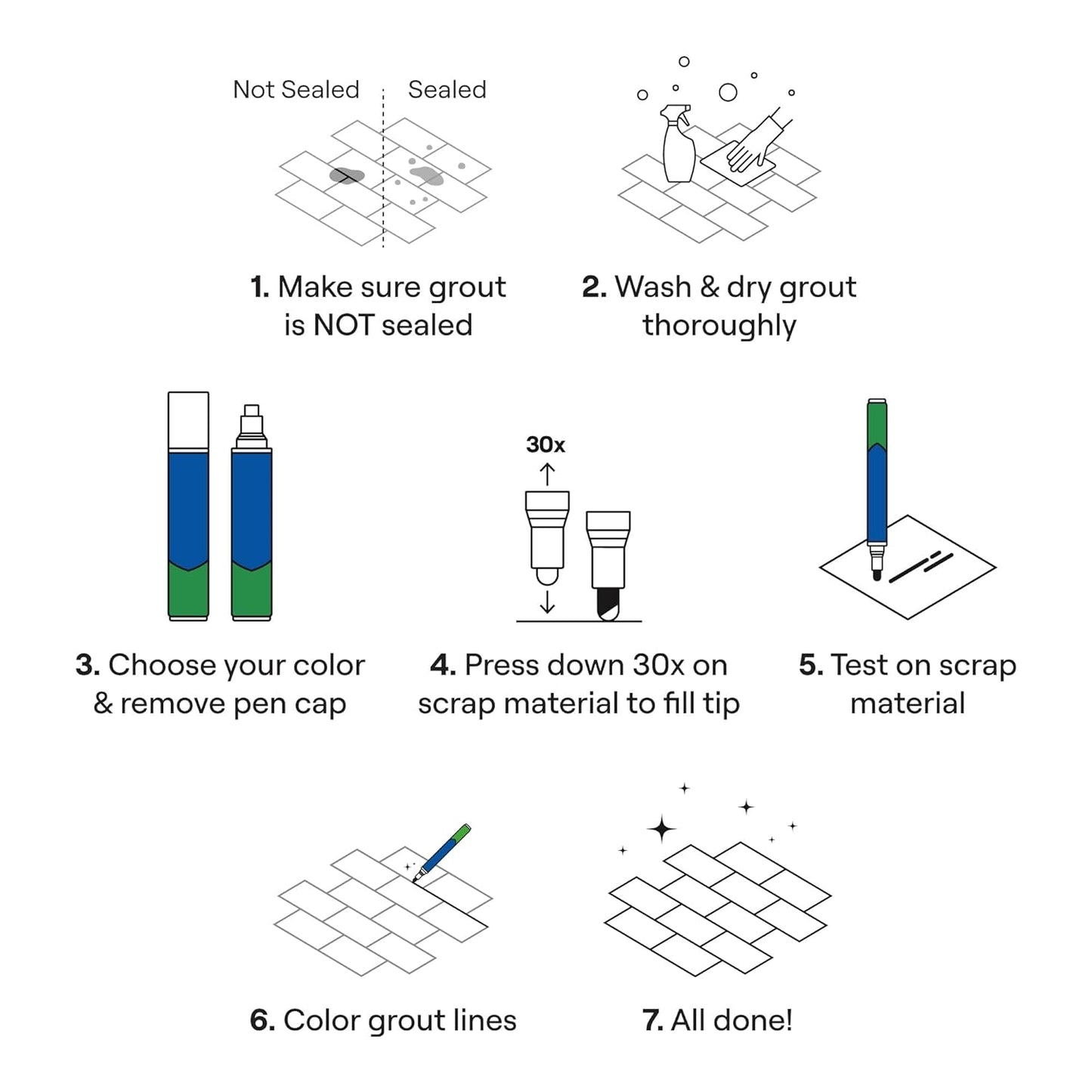 Grout Pen Light Grey Tile Paint Marker: Waterproof Grout Paint, Tile Grout Colorant and Sealer Pen