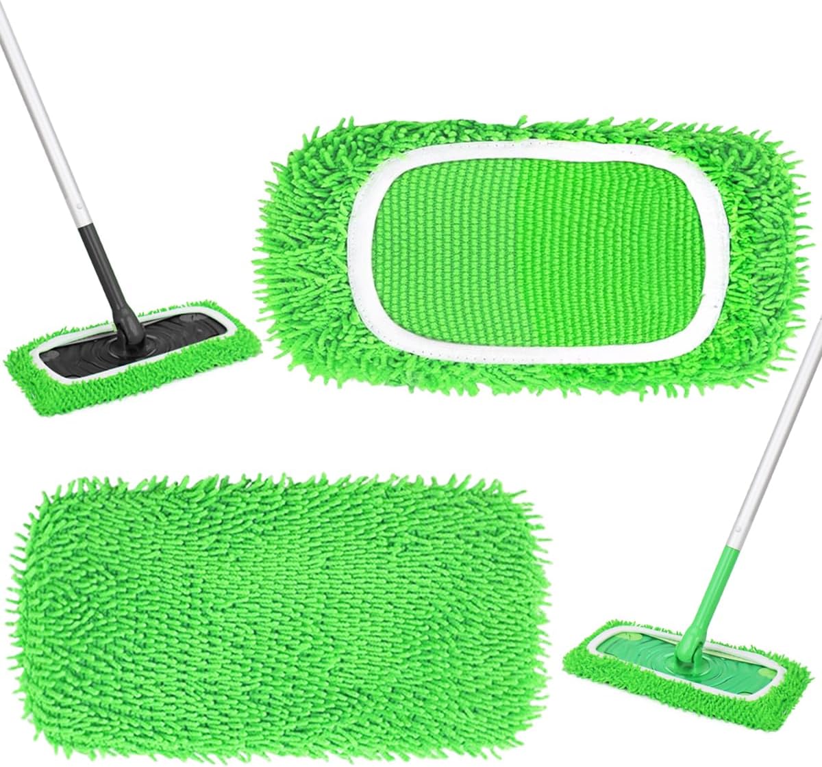 Reusable Microfiber Mop Pads Compatible with Swiffer Sweep & Mop Deluxe and Swiffer Sweeper, Dry