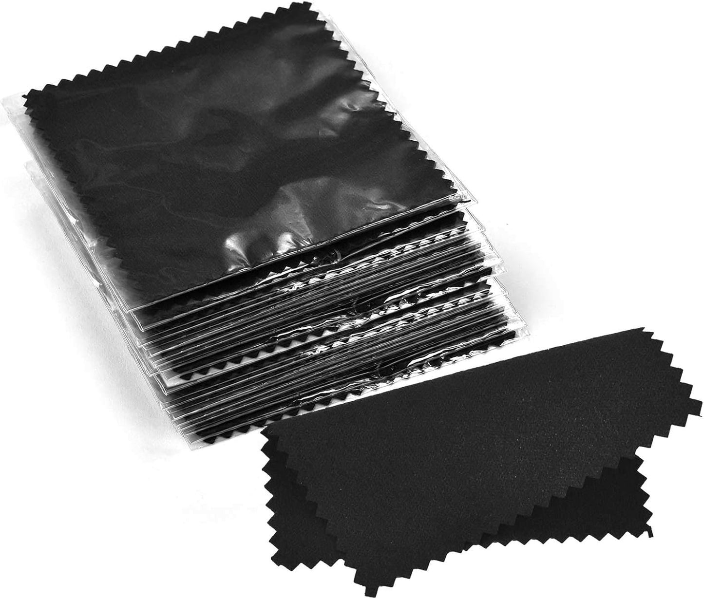 SEVENWELL 50pcs Jewelry Cleaning Cloth Black Polishing Cloth for Sterling Silver Gold Platinum