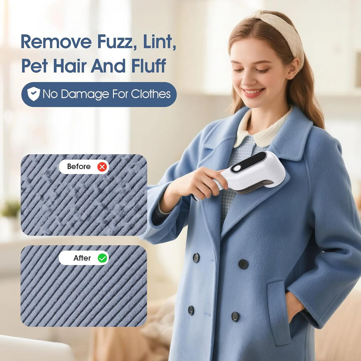 Rechargeable Electric Fabric Shaver Lint Remover with LED Display, Sweater Shaver 2- Speed to