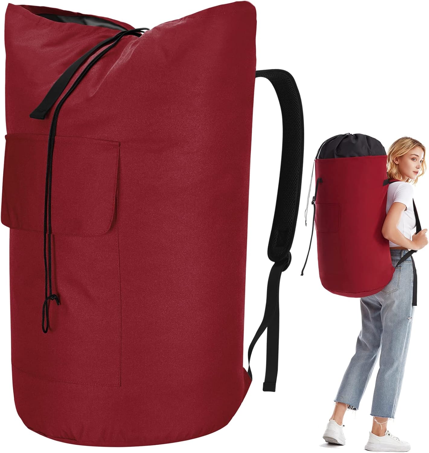 Extra Large Laundry Bag 115L, College Dorm Room essentials, Laundry Backpack Bag for College, Red