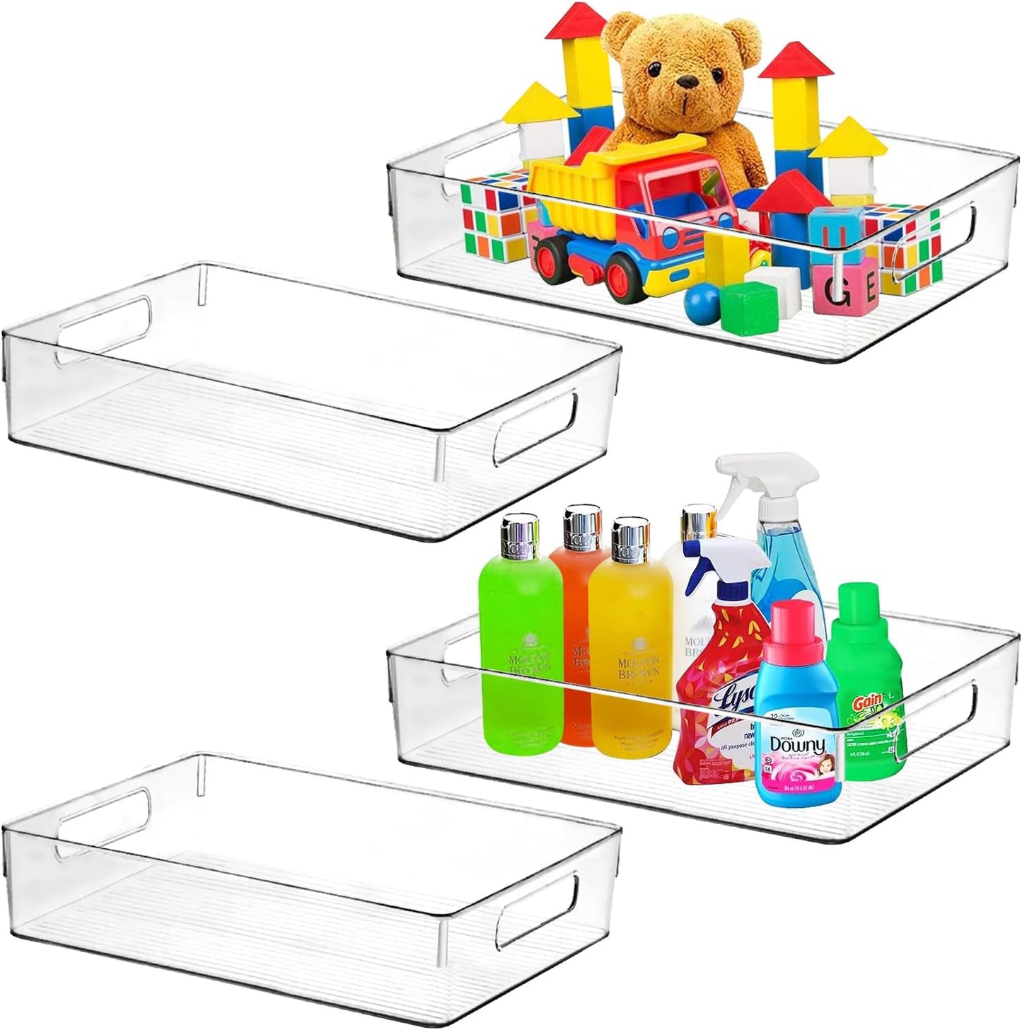 Large Clear Plastic Storage Bins, Pantry Organizers and Storage Containers Fridge Organizer Bins