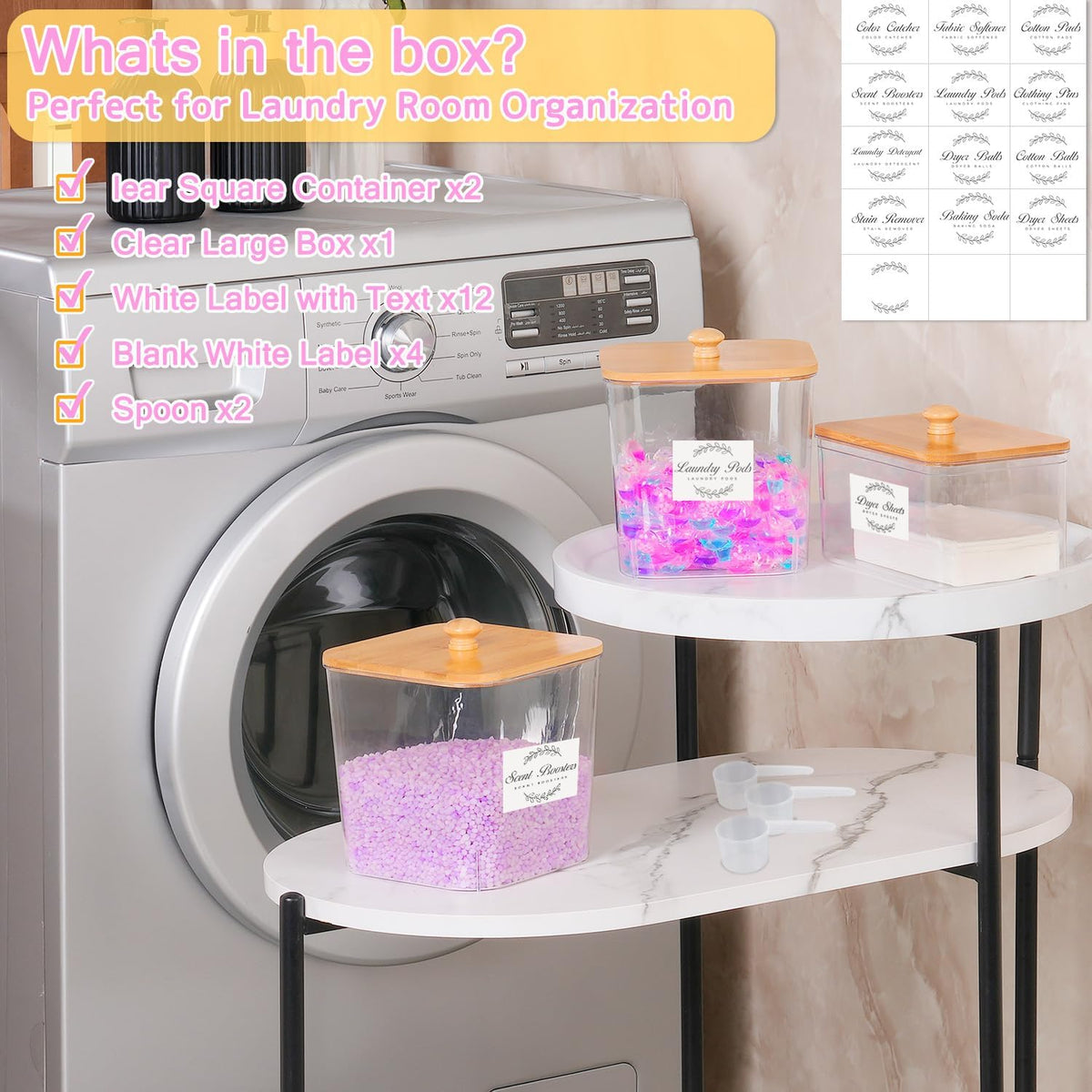 efluky 3 Pack Laundry Pods Container & Dryer Sheet Holder Set,Clear Laundry Room Organization