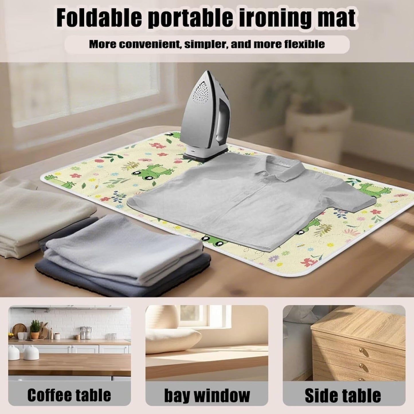 Ironing Mat Ironing Board Pad Heat Resistant, Portable, Quilting & Travel Blanket 32 x 16 Inch Cute