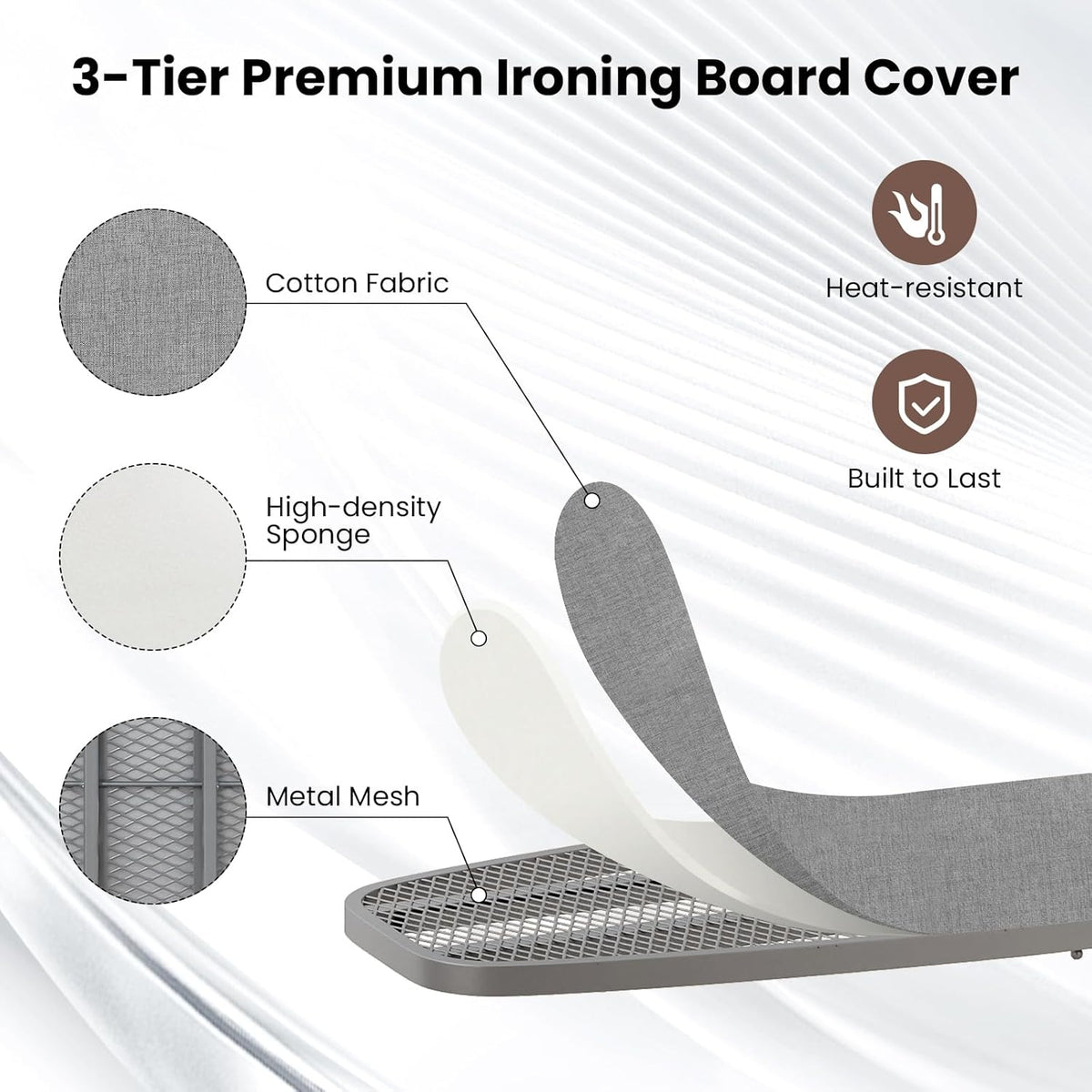 COSTWAY Over The Door Ironing Board, Space-Saving Metal Hanging Ironing Board with Iron Holder &