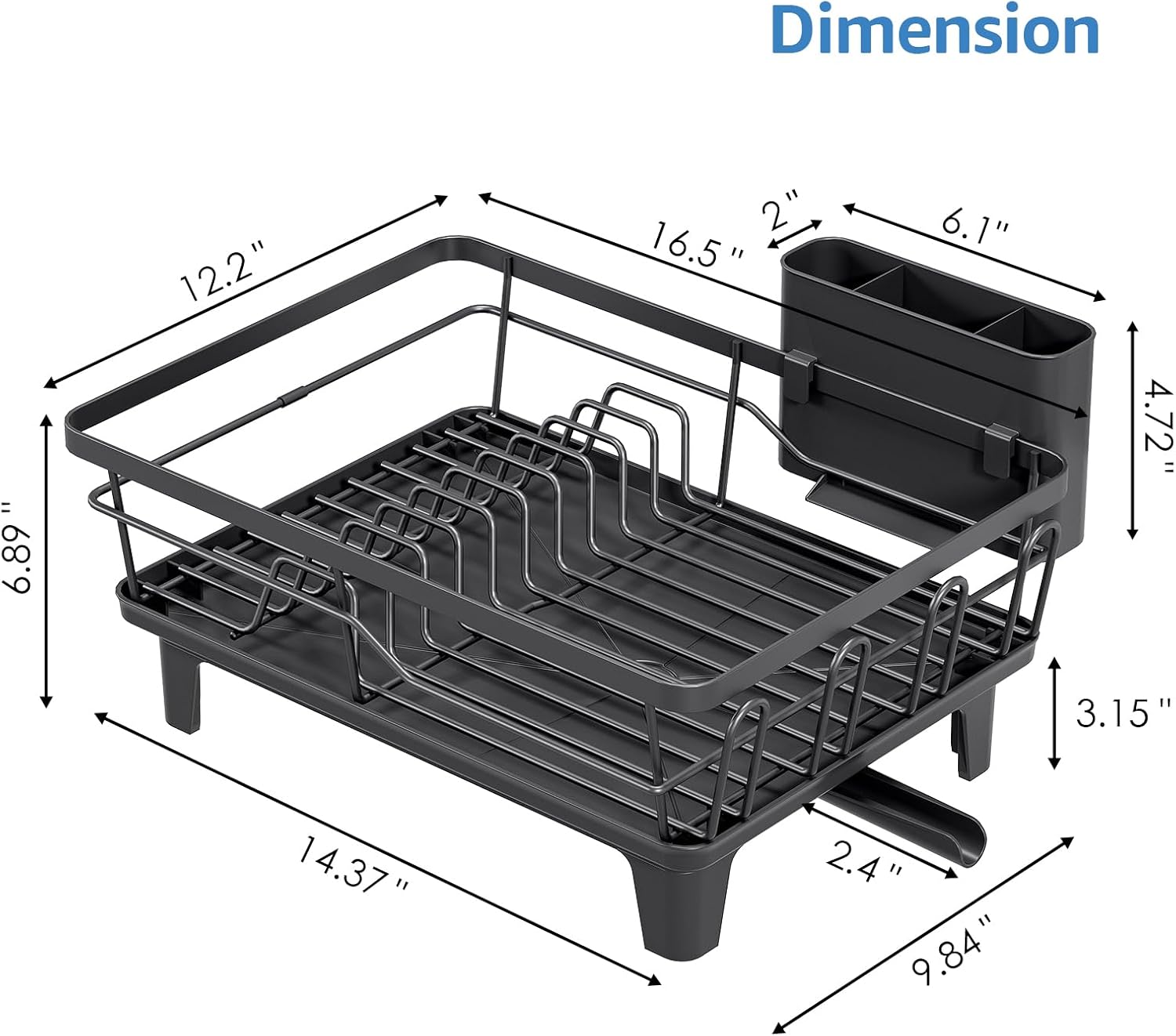 Dish Drainers for Kitchen Counter - Large Capacity Dish Drying Rack with Drainboard, Rustproof &