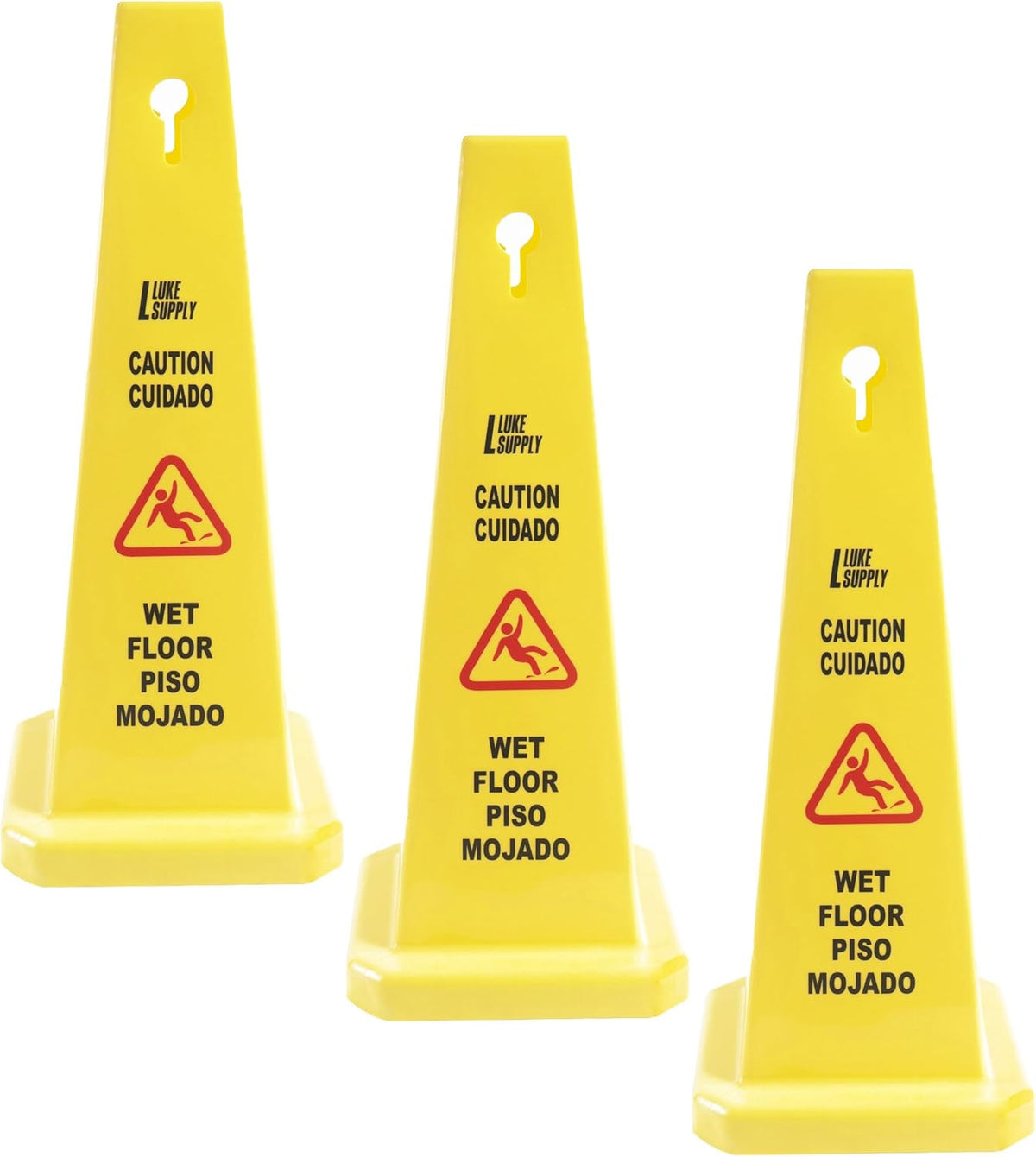 MATTHEW CLEANING 3 Packs 36” Caution Wet Floor Safety Cones for Indoors and Outdoors,Bright Yellow