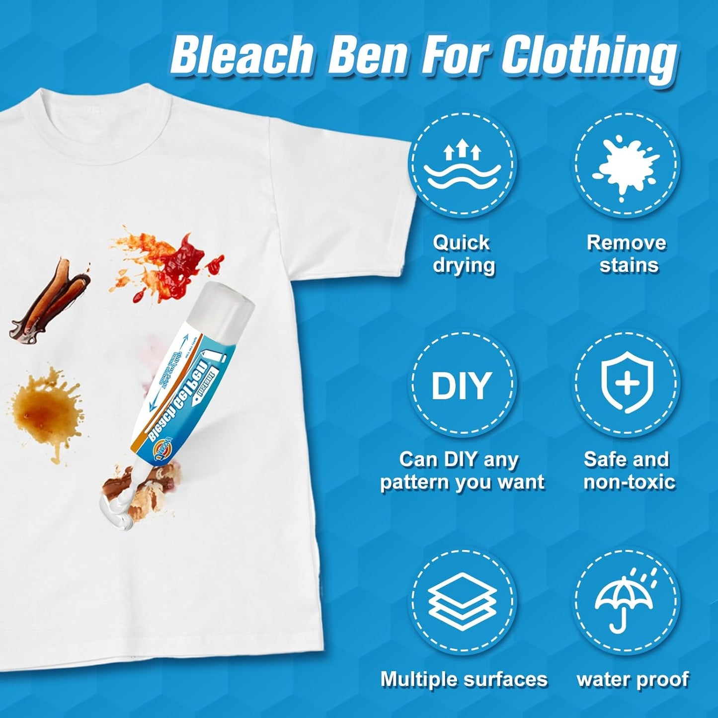 Bleach Pen, Bleach Pen For Clothing, Stain Remover Pen, Mold Stain Remover Gel, Clothing Bleached