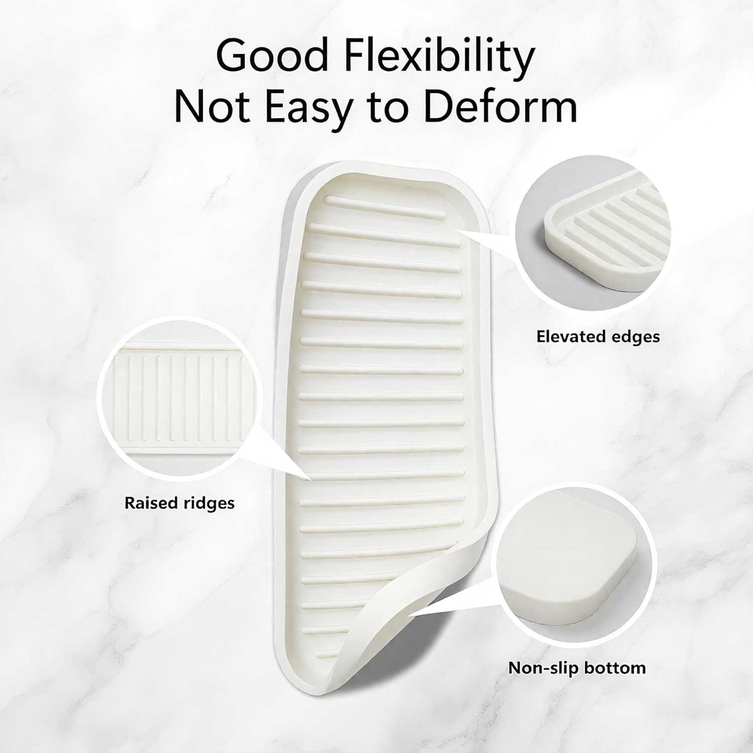 Mofason Silicone Sponge Holder, Tray for Soap and Sponge, Kitchen Sink Tray, Accessories to Help