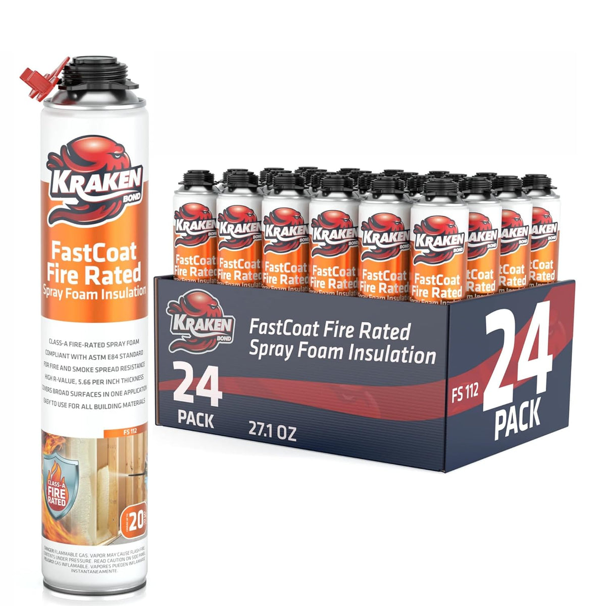 Kraken Bond Fastcoat Fire Rated Spray Foam Insulation Closed Cell in a Can 480 sq ft (24x27.1 oz.)