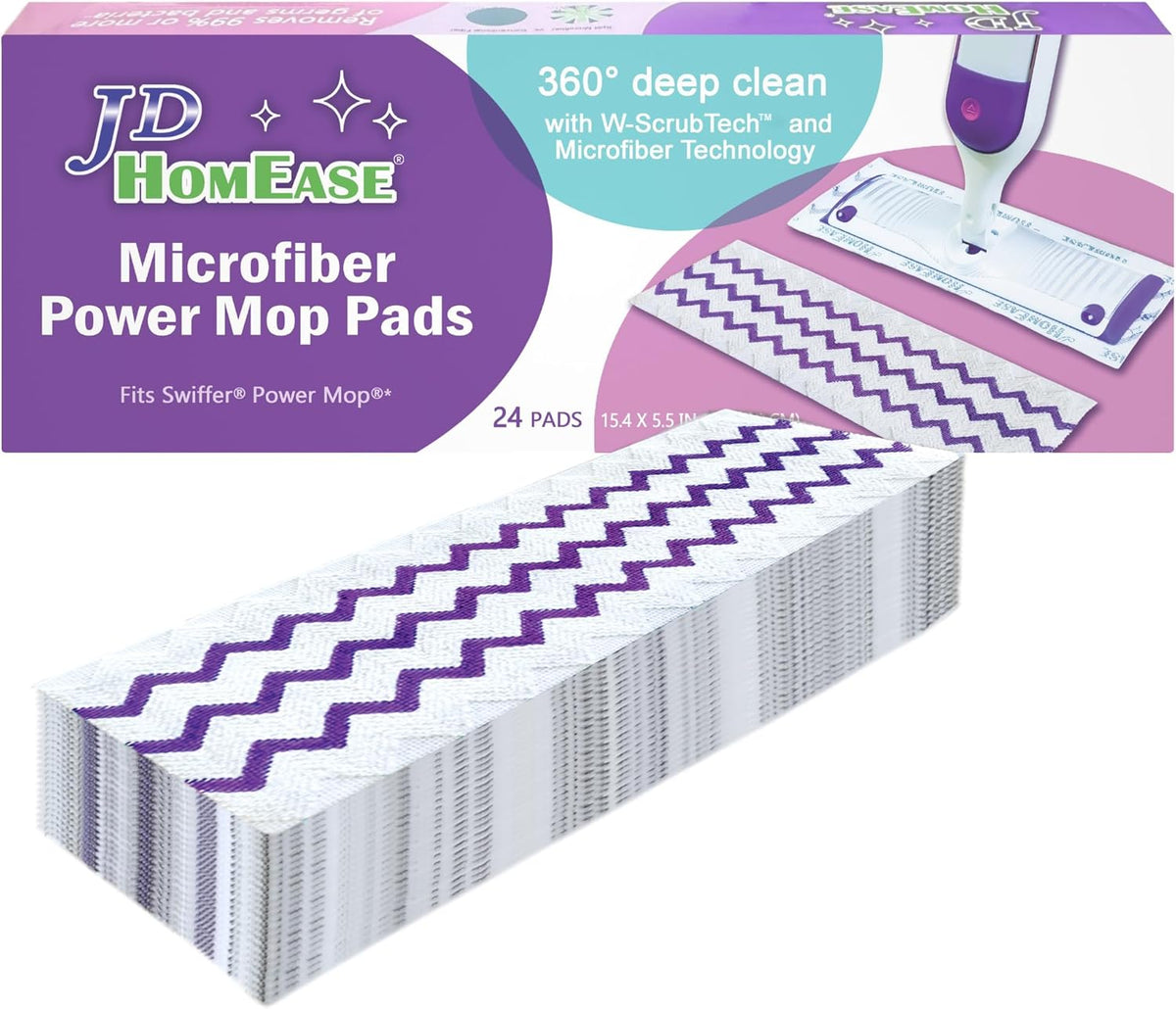 24 Pack Microfiber Power Mop Pads for Swiffer Power Mop only, Disposable Deep Clean Replacement