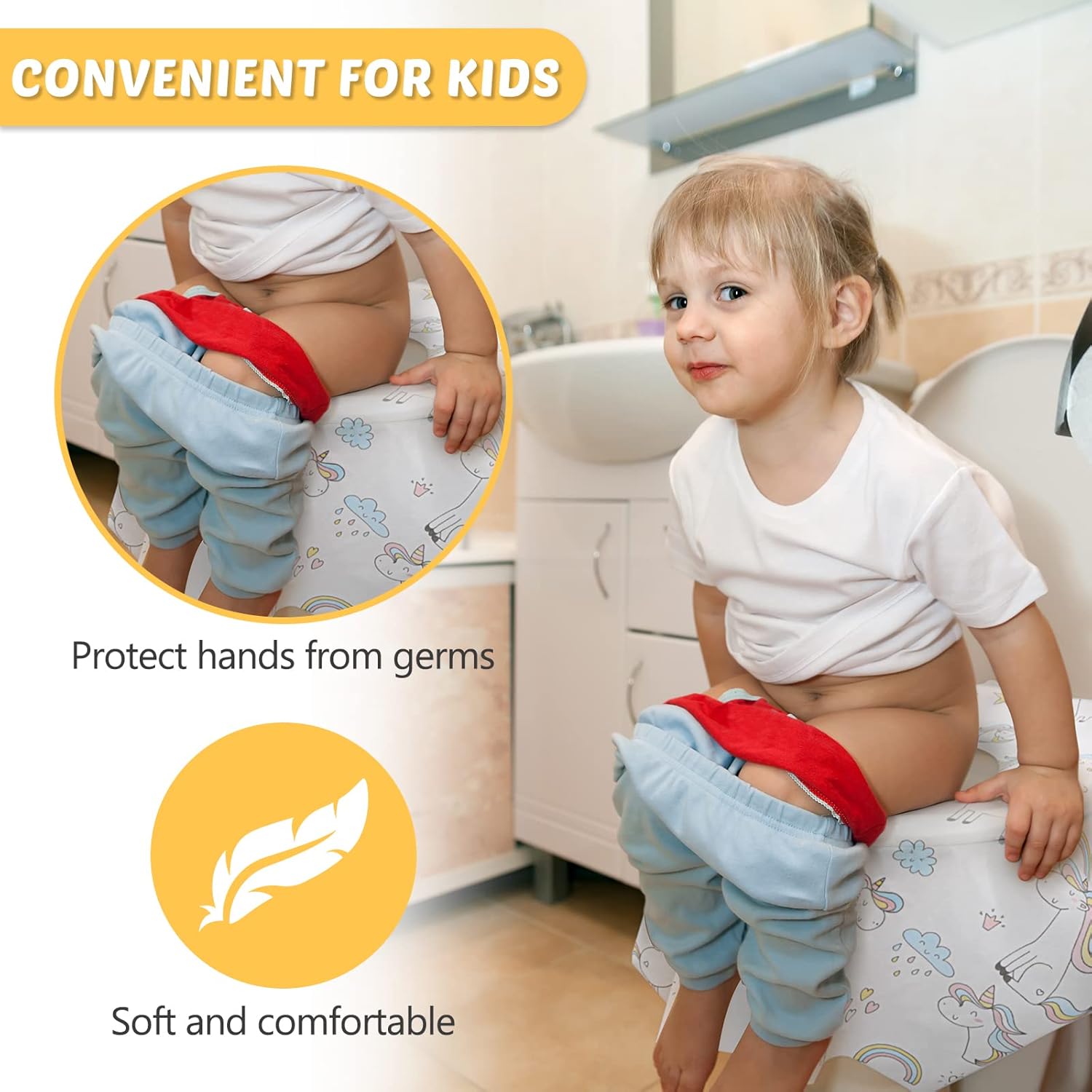 Mimorou 40 Pcs Toilet Seat Covers Disposable for Kid Toddler Extra Large Paper Potty Seat Cover