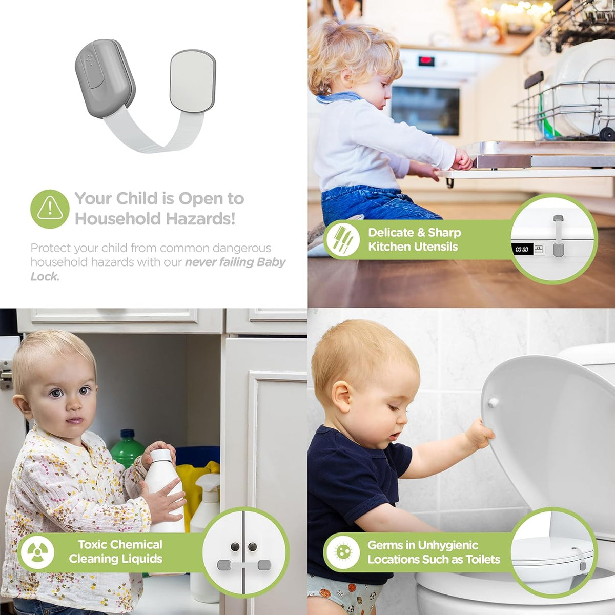 Baby Proofing Child Safety Locks (12 Pack) by Skyla Homes - The Safest, Quickest and Easiest 3M