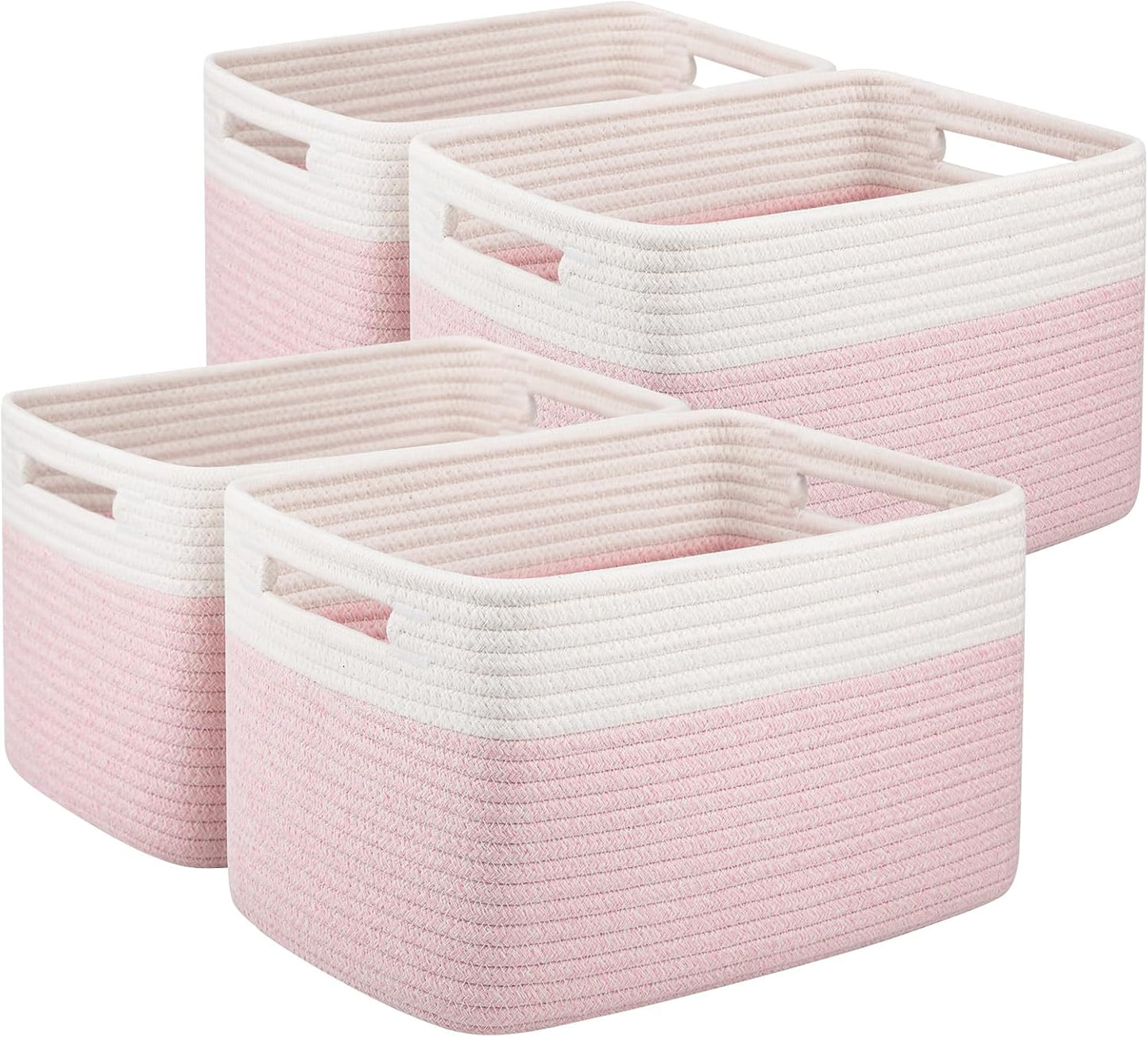 OIAHOMY 4 Pack Storage Baskets for Organizing, Basket for Shelves with Handle, Woven Baskets for