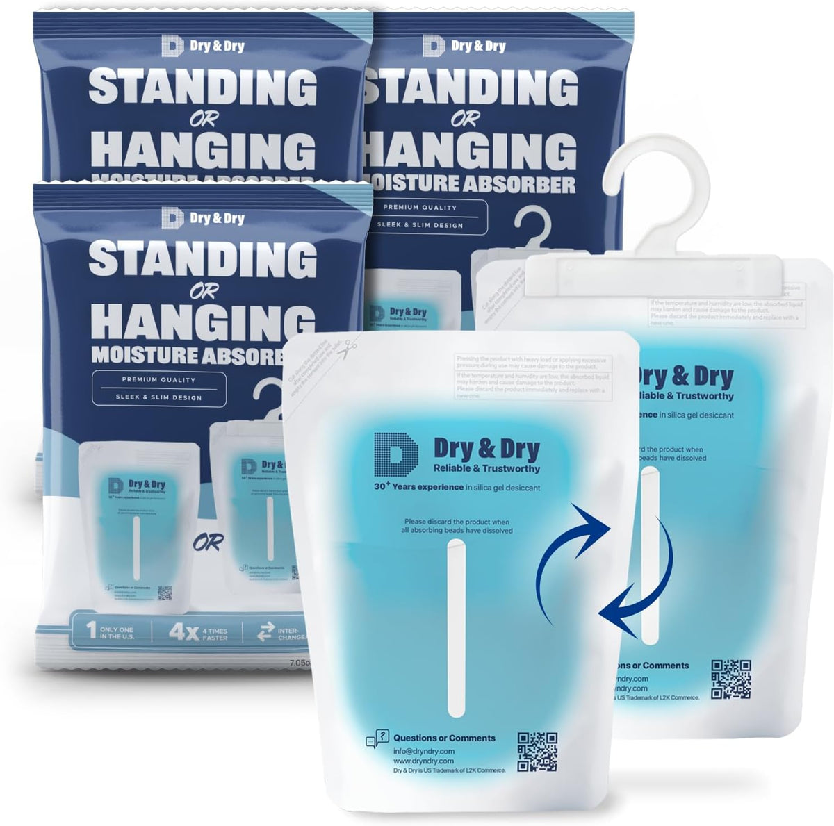 Dry & Dry 3 Packs Hybrid Moisture Absorbers & Musty Odor Eliminator Dehumidifier to Control Excess